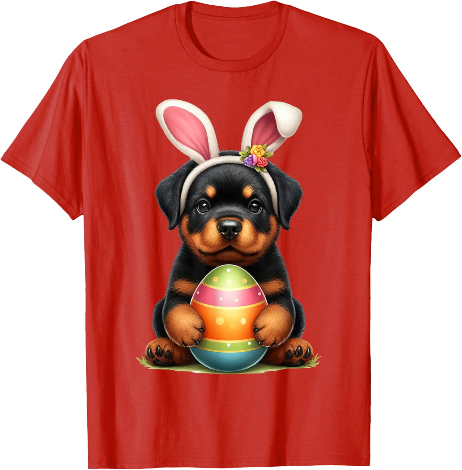 Cute Bunny Rottweiler Dog Easter T-Shirt Perfect for Spring Celebrations - 2
