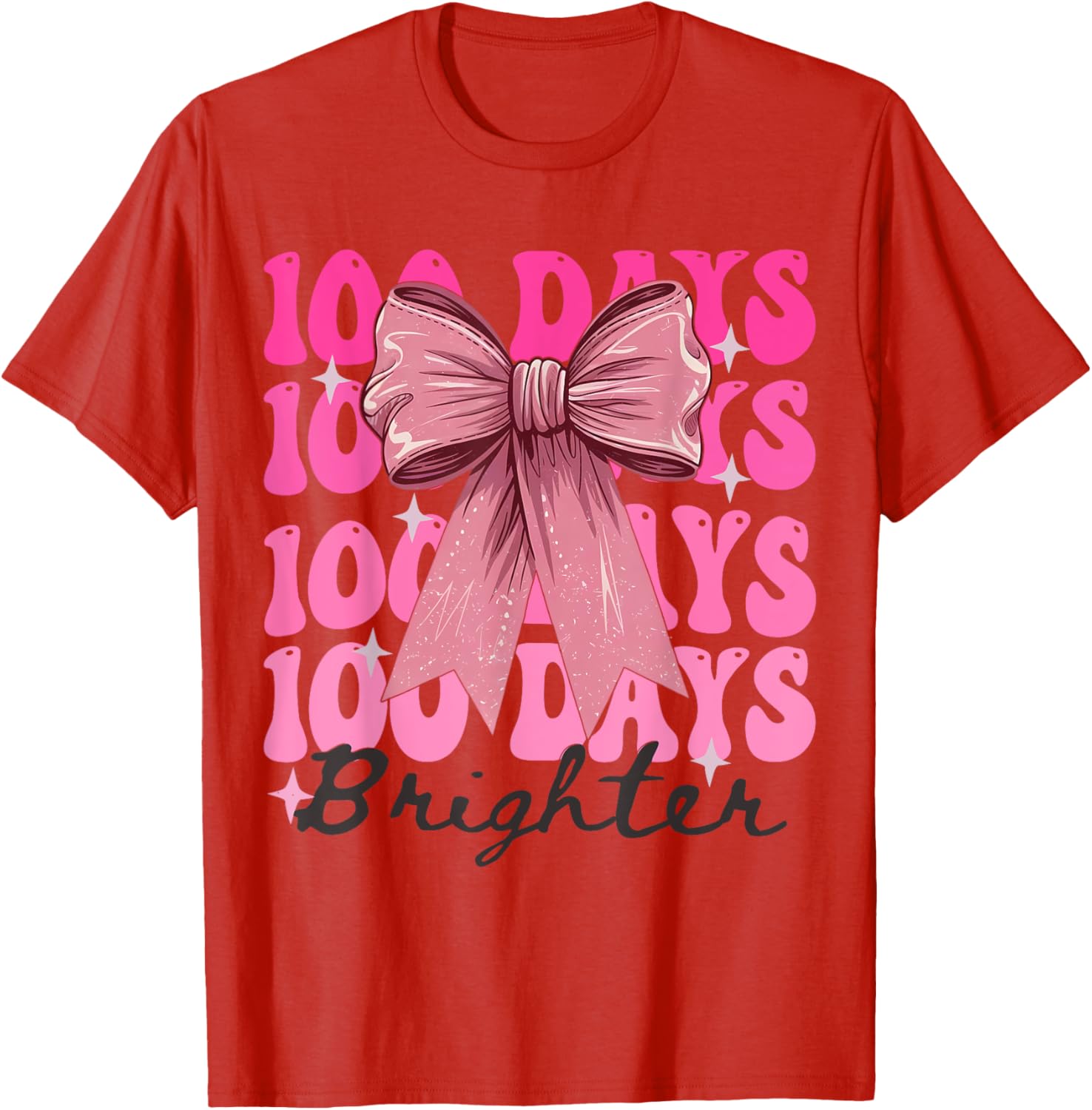 Cute 100 Days of School Girls Coquette Bow T-Shirt for Celebrations - 20