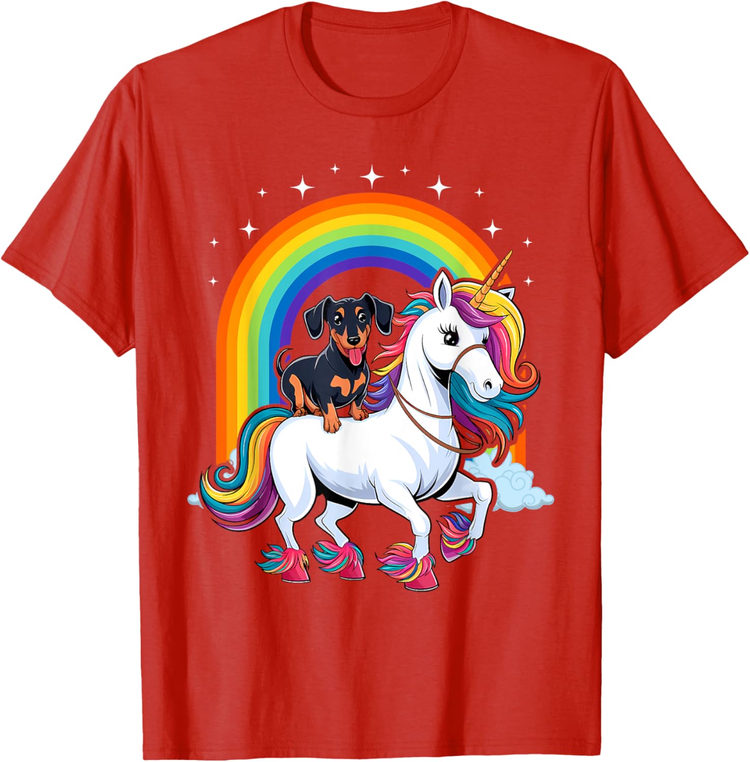 Dachshund Unicorn Galaxy Rainbow T-Shirt for Girls and Dogs - 7