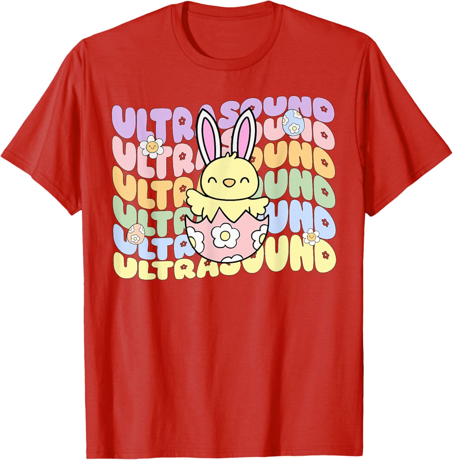 Groovy Easter Sonographer Bunny Chick Eggs T-Shirt for Ultrasound Lovers - 15