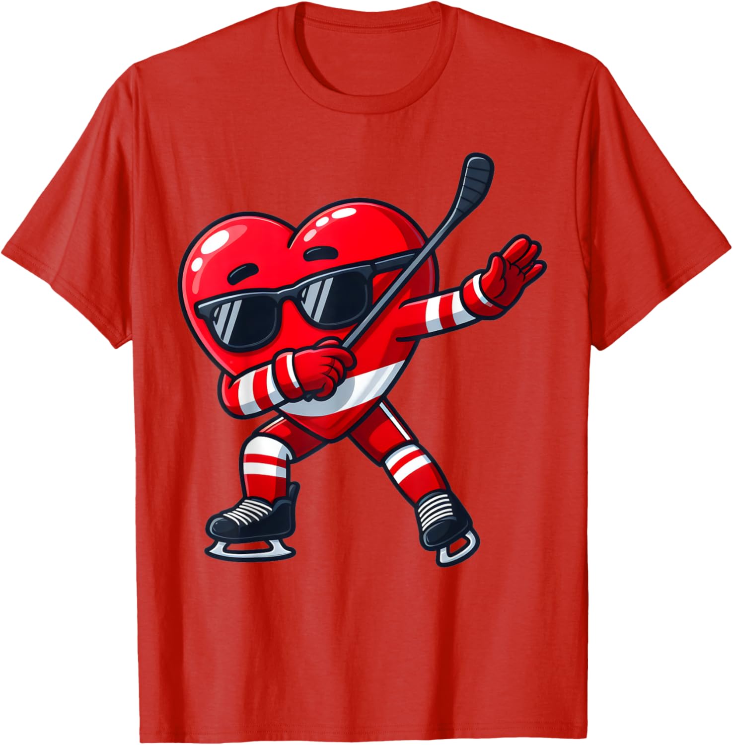 Cute Dabbing Heart Ice Hockey T-Shirt for Funny Valentine's Day Fun - 22