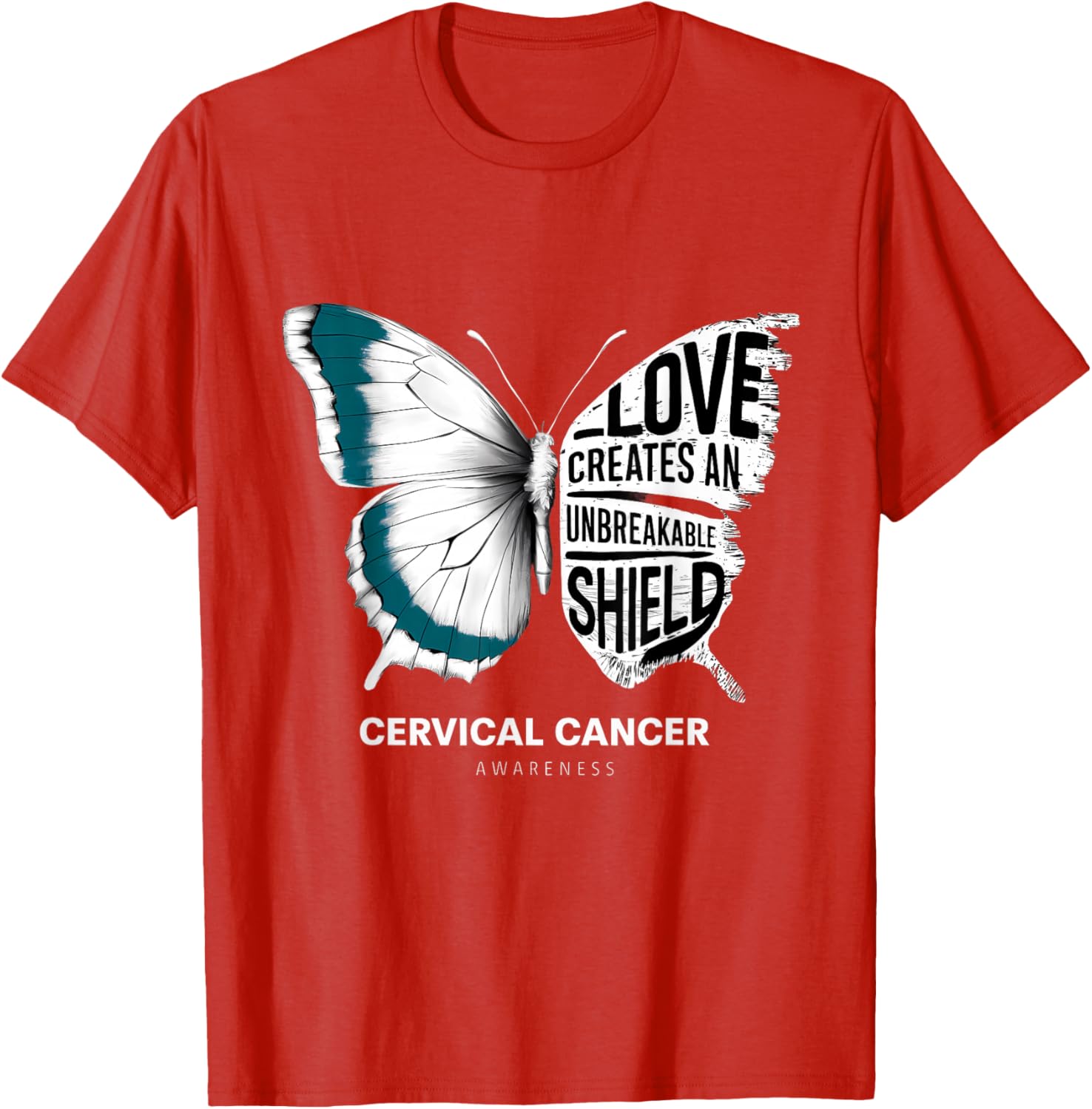 Cervical Cancer Awareness Teal Ribbon Unbreakable Shield T-Shirt - 10