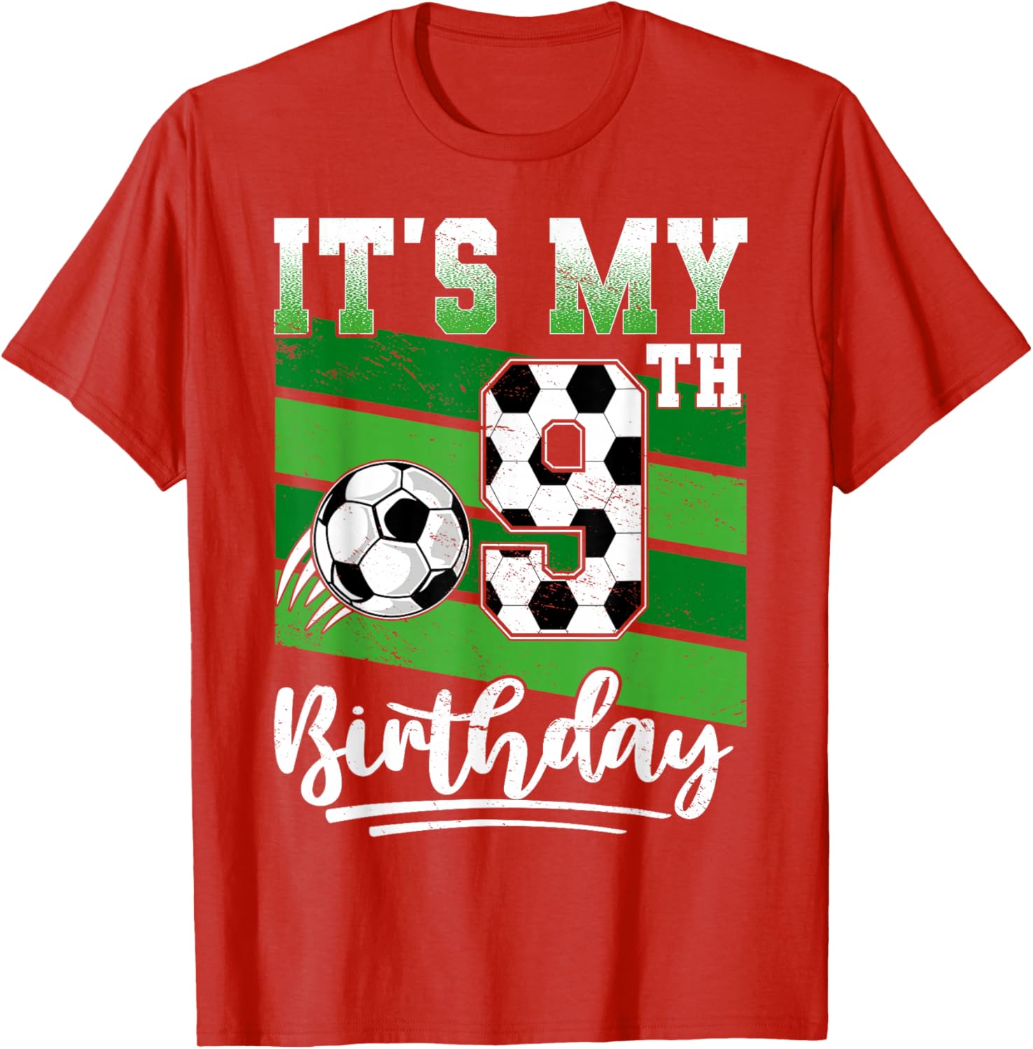 Cool 9th Birthday Soccer Ball T-Shirt for Kids Birthday Celebrations - 18