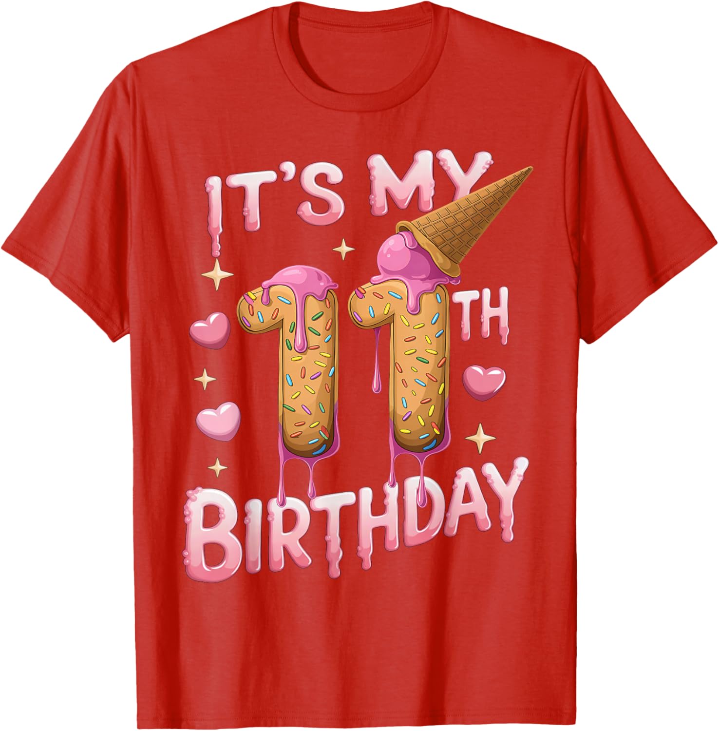 Cute Ice Cream 11th Birthday Shirt for Girls - Perfect Birthday Gift T-Shirt - 15