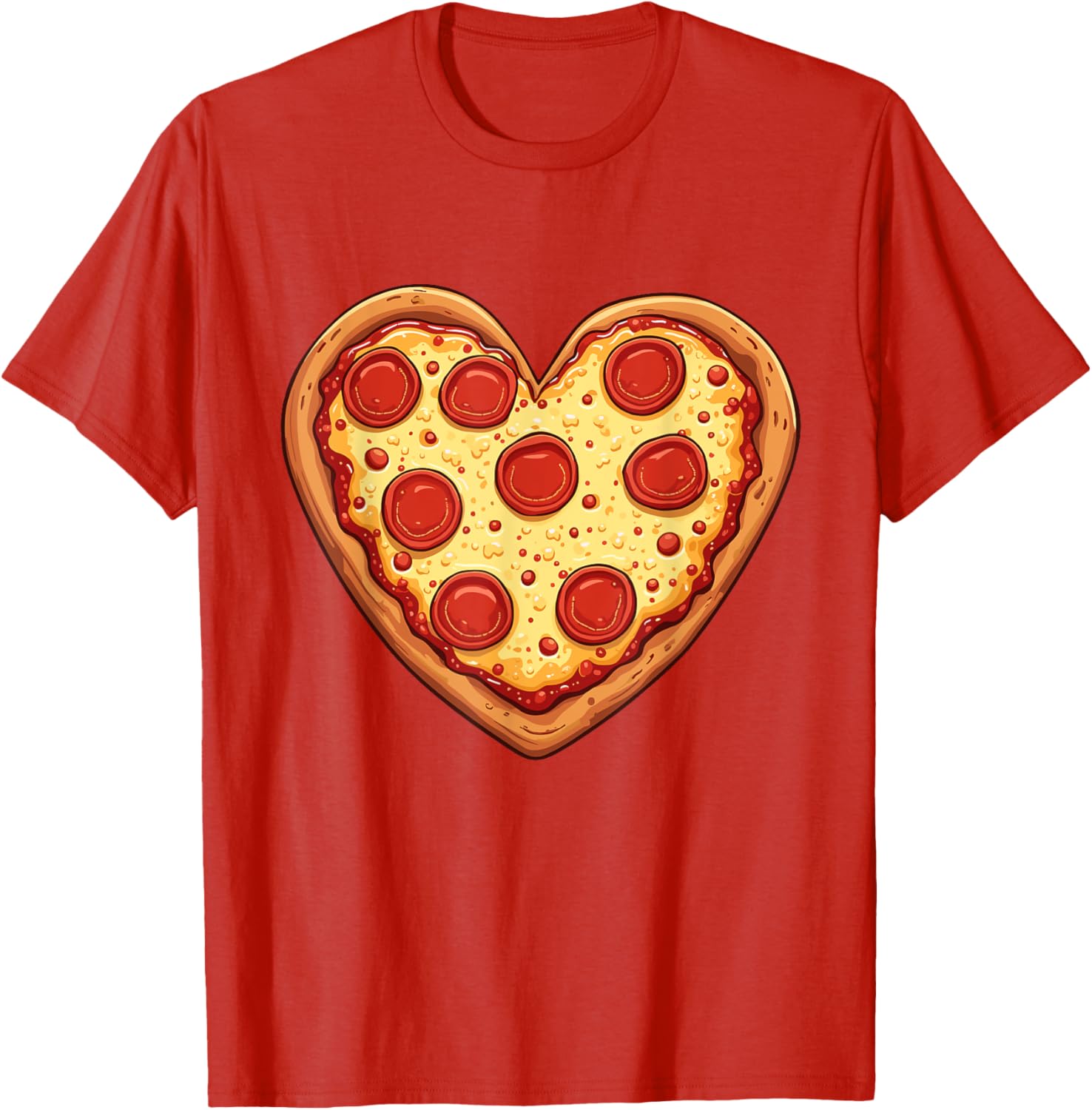 Cute Heart-Shaped Pizza Valentine's Day T-Shirt for Pizza Lovers - 12