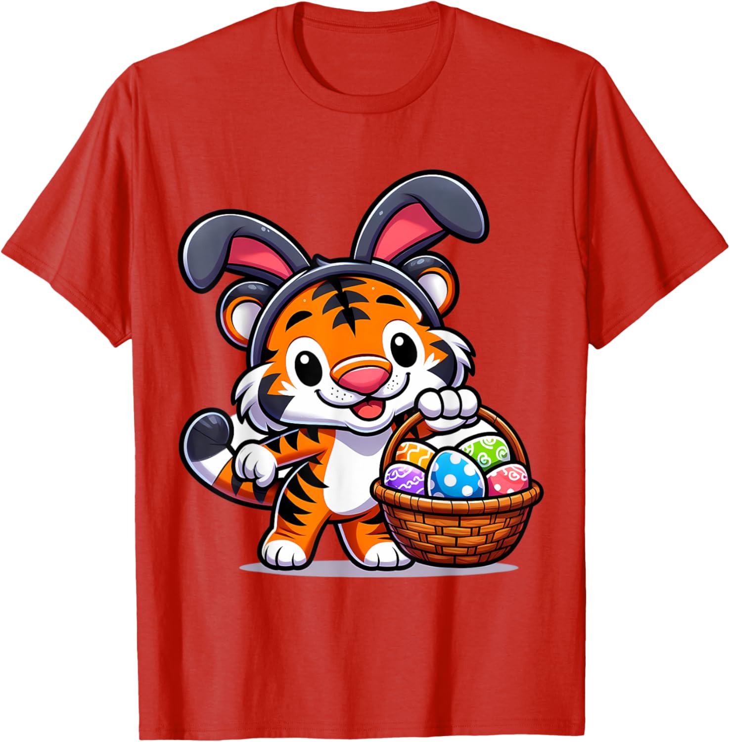 Cute Bunny Ear Tiger Easter Eggs T-Shirt for Kids and Babies - 23