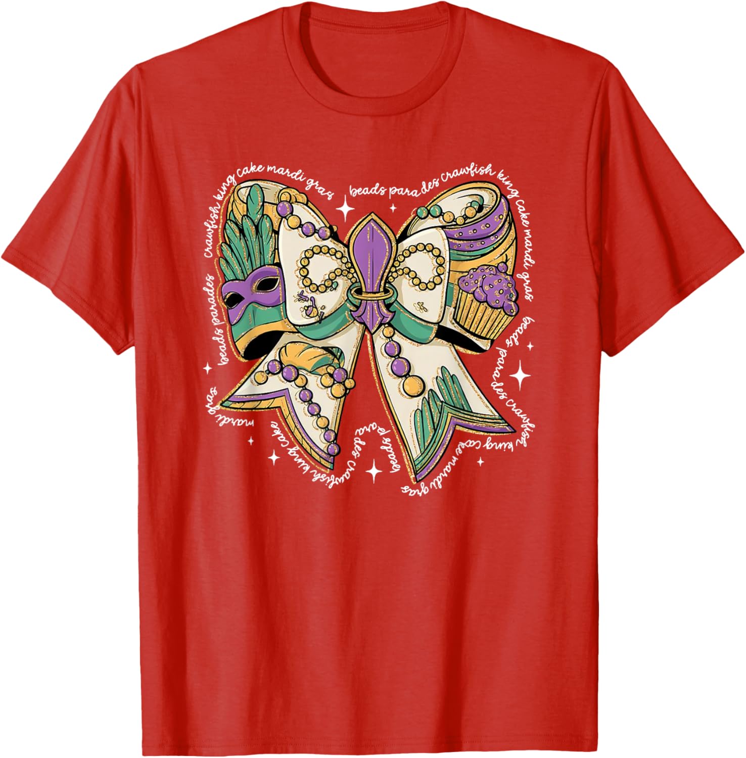 Coquette Bow Mardi Gras T-Shirt for Men and Women - Fun Festival Wear - 5