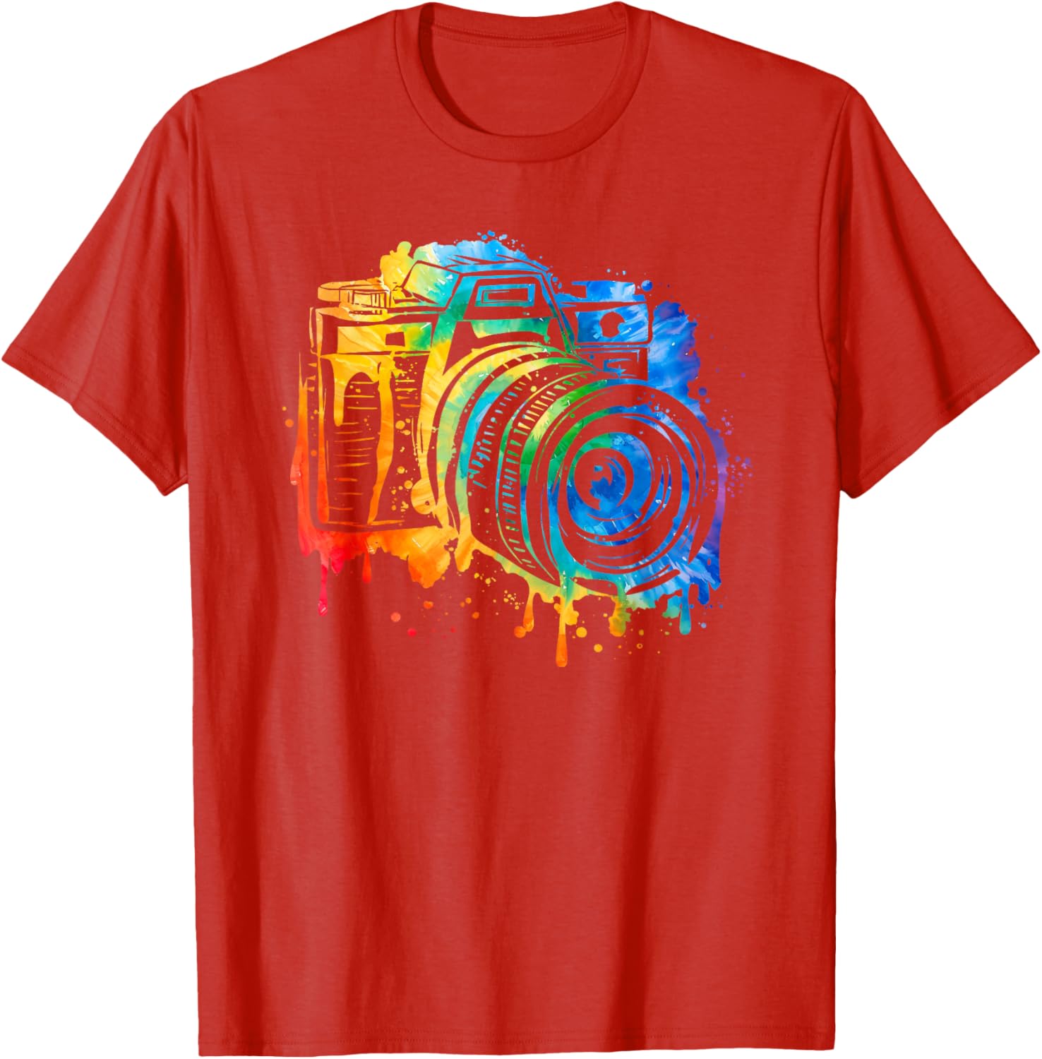 Colorful Dripping Camera Vintage Art T-Shirt for Photography Lovers - 1