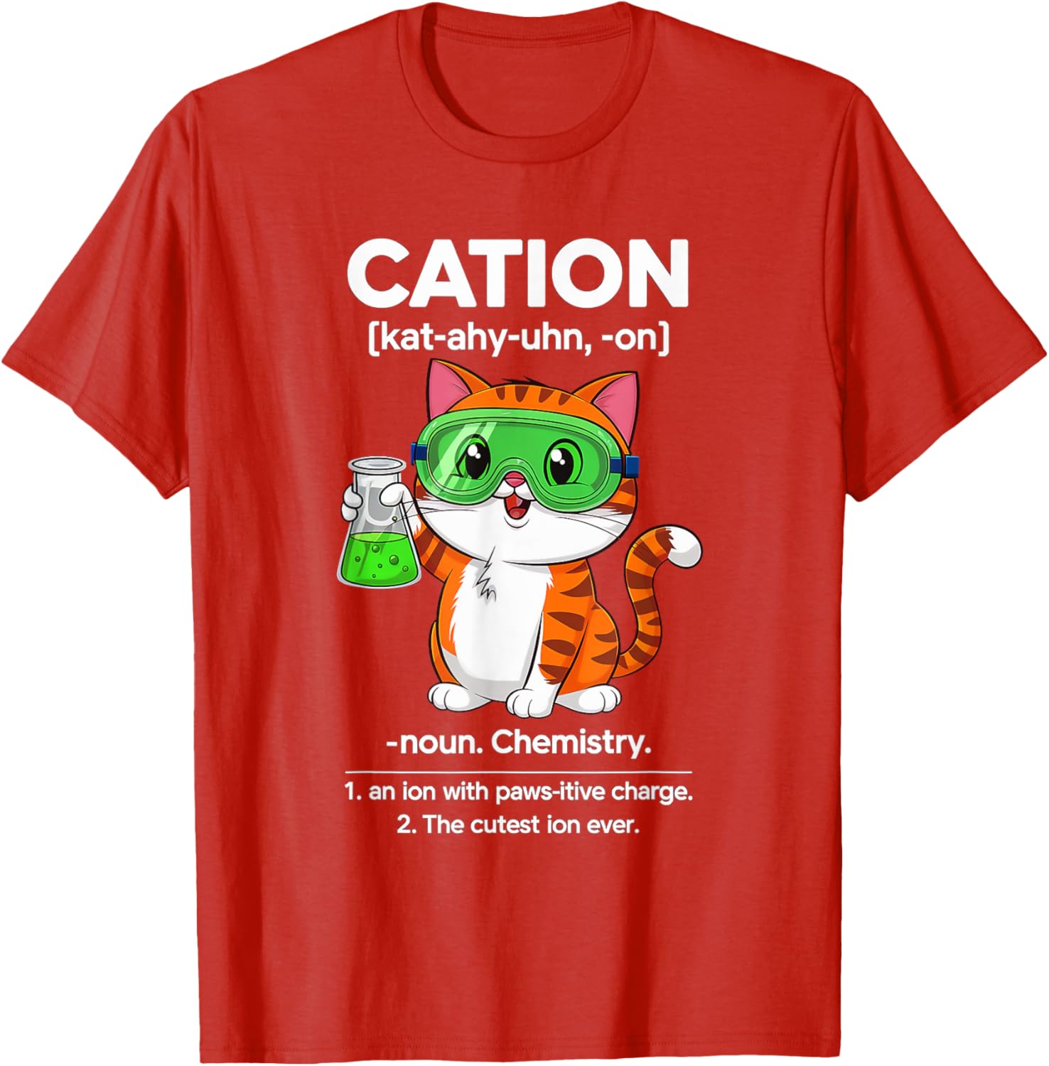 Cation Cat Chemistry T-Shirt for Cat Lovers - Fun Science for All Ages - 9