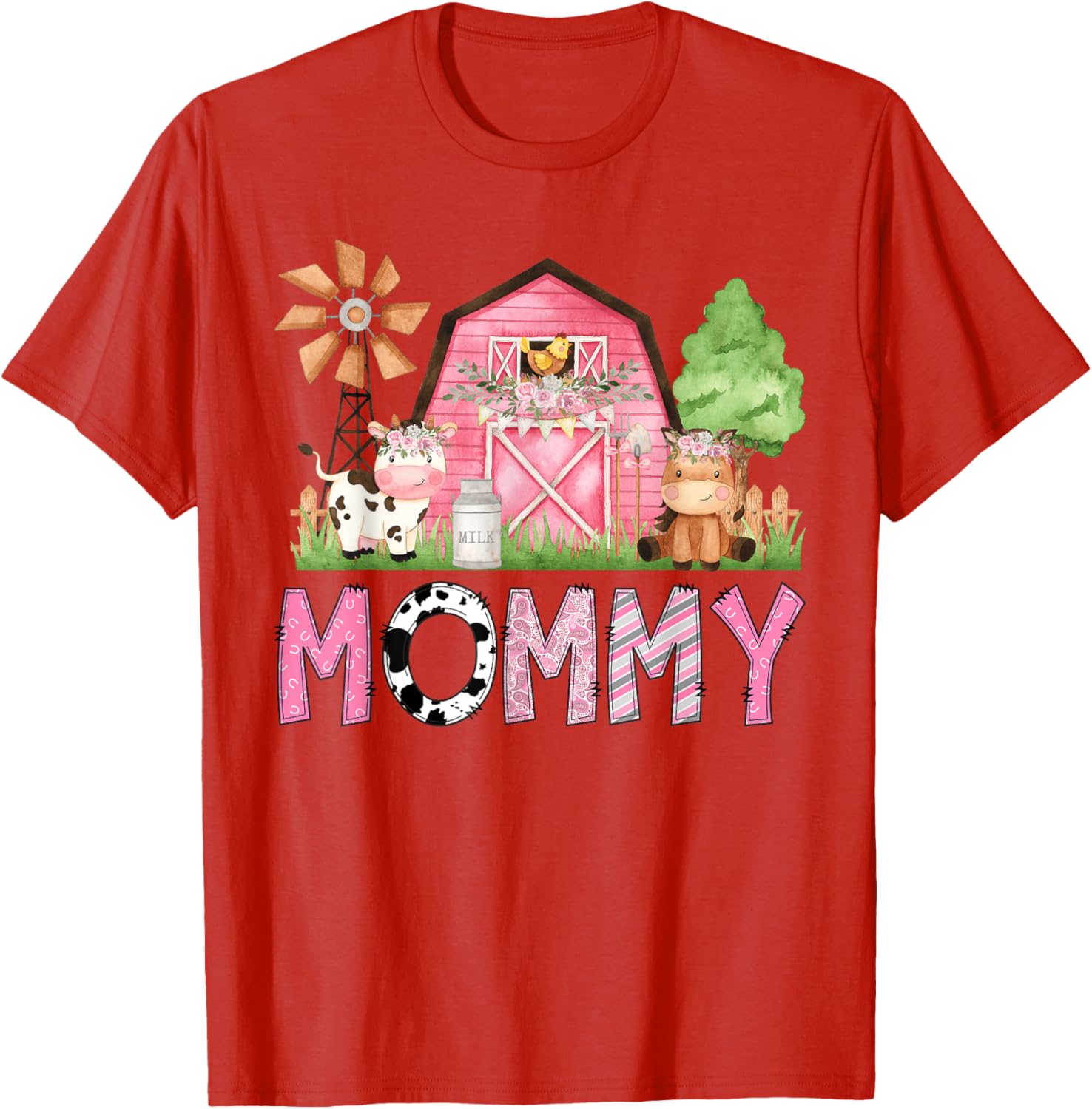 Cute Mommy Pink Farm Animal Birthday Matching Family T-Shirt for Kids - 5