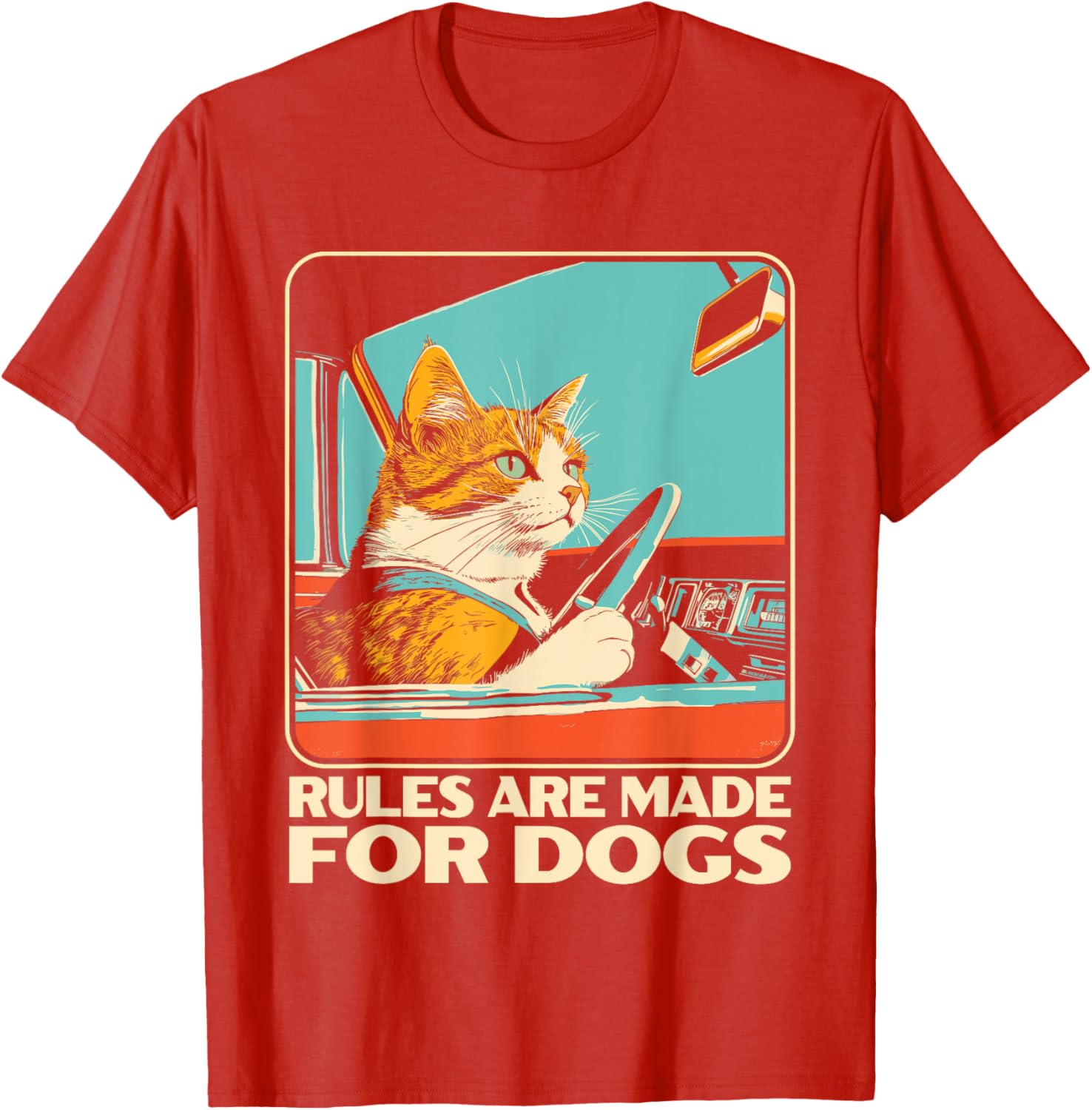 Funny Cat Lover T-Shirt - Rules Are Made for Dogs Cat Design Tee - 6