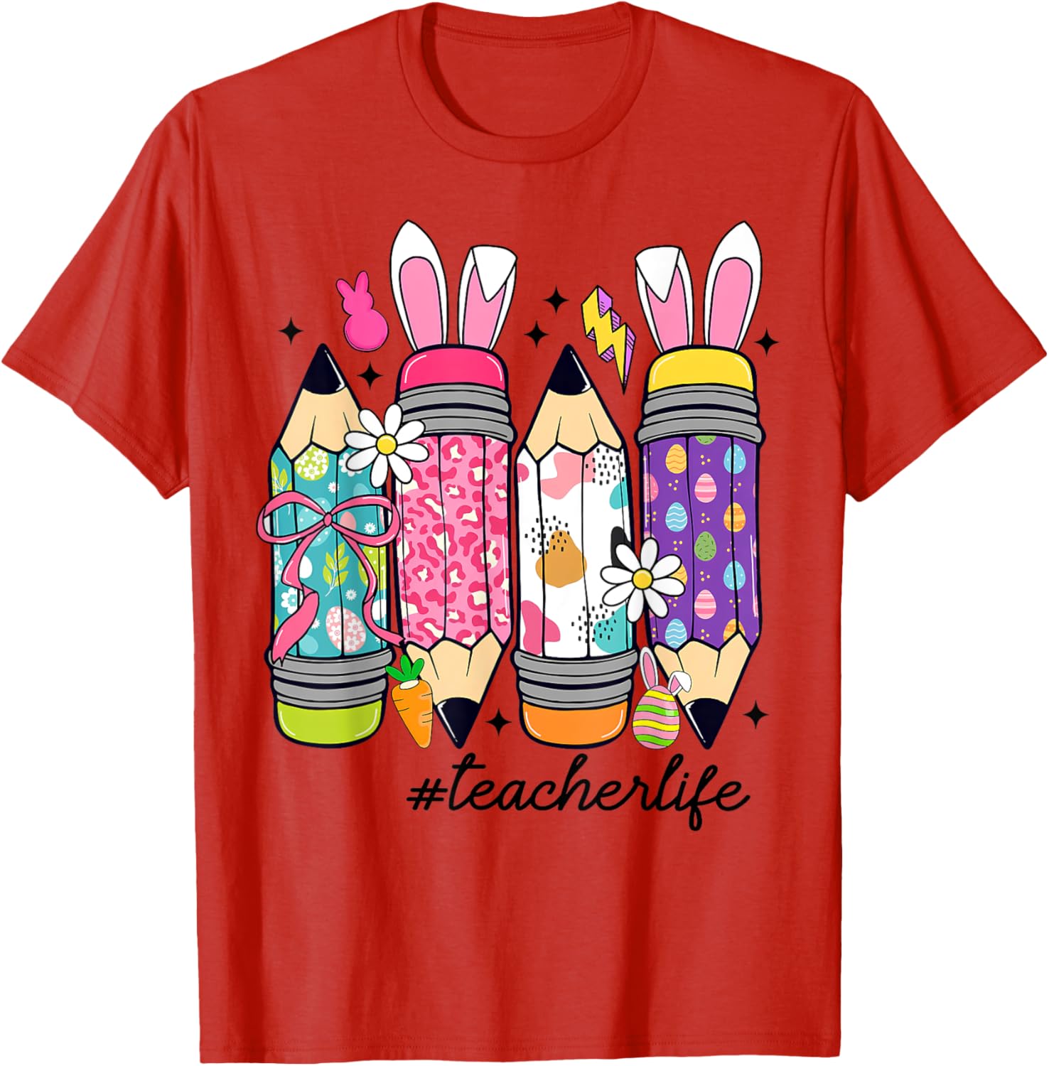 Coquette Bow Easter Bunny Teacher Life T-Shirt for Fun Classroom Style - 17