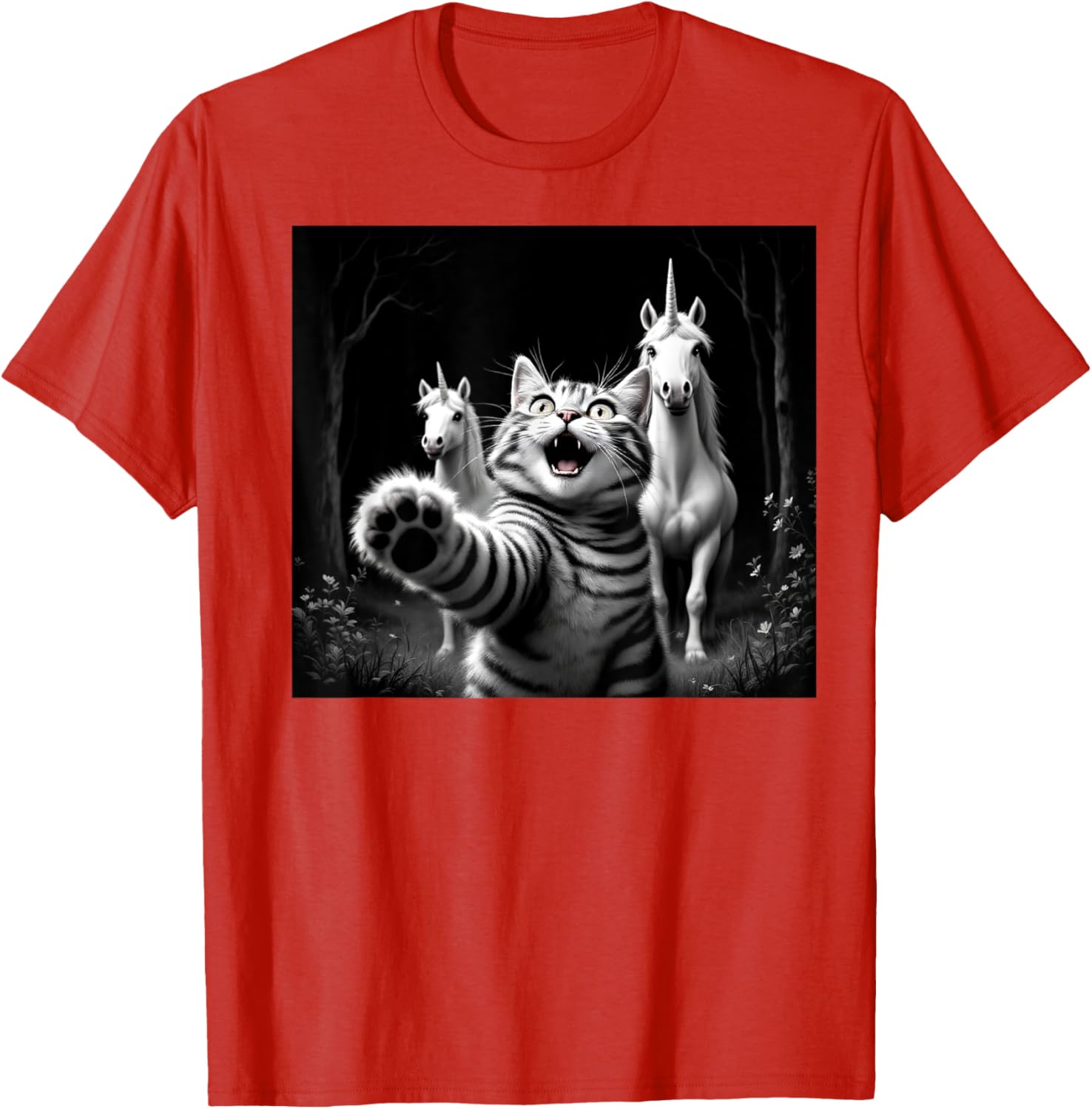 Funny Cat and Unicorn Selfie T-Shirt for Cat Lovers and Kids - 18