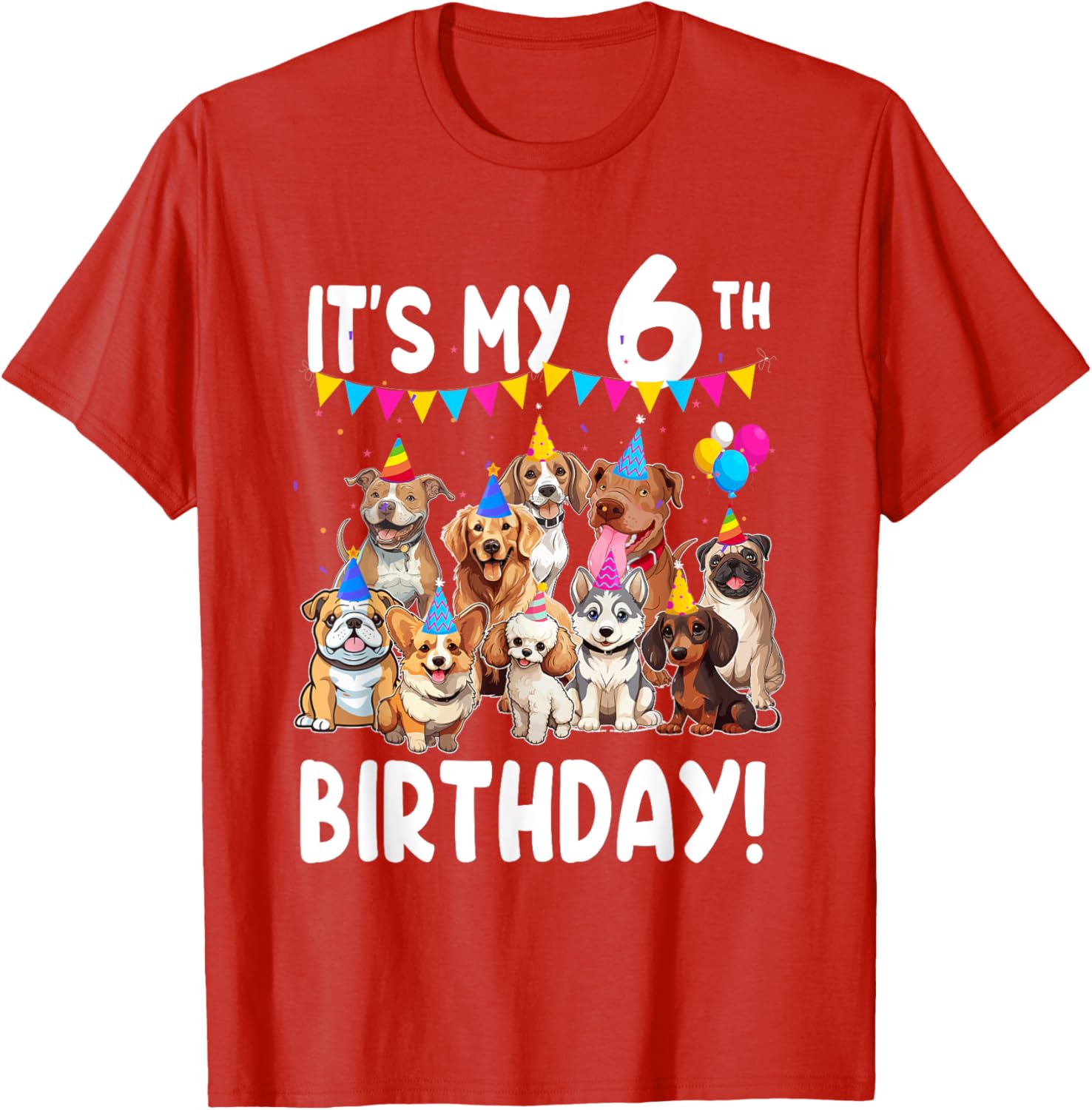 Cute Dogs Lover 6th Birthday T-Shirt for Kids - Fun Birthday Gift! - 17