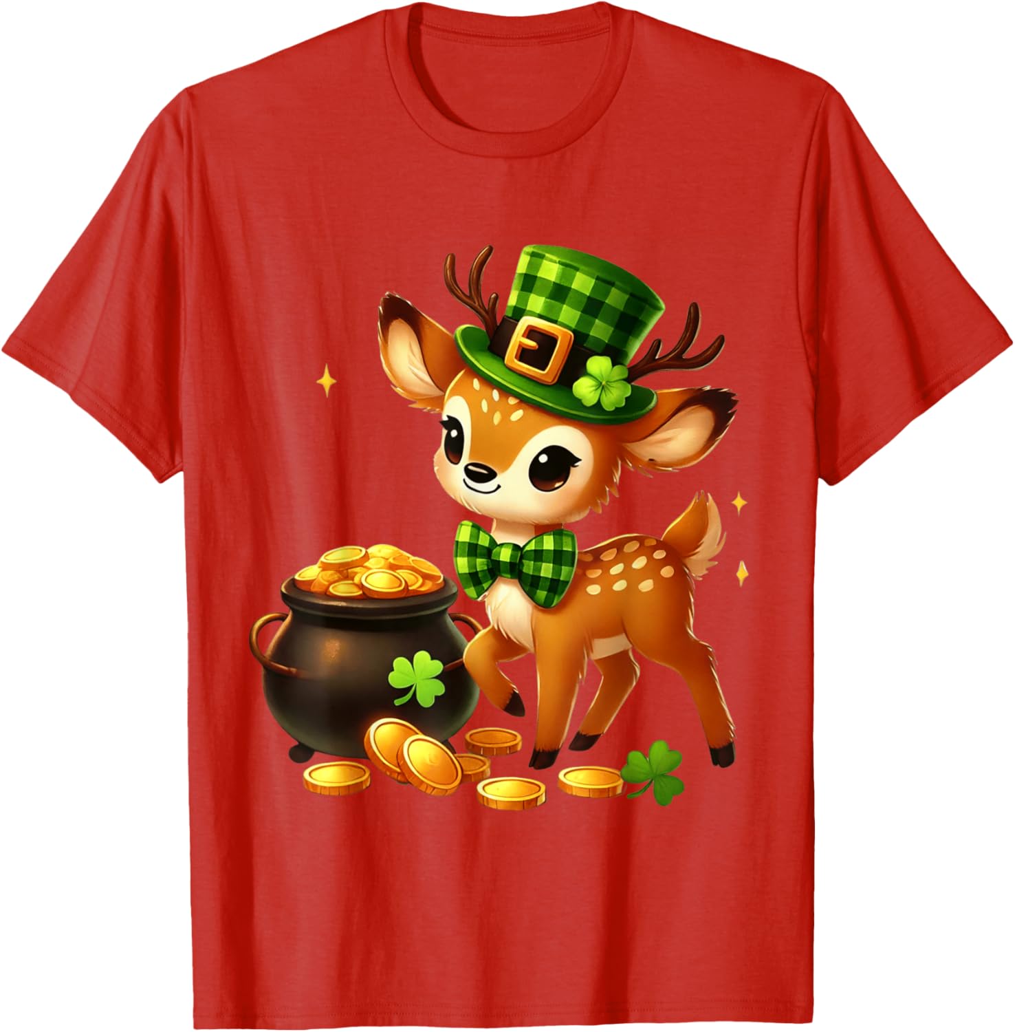 Cute Deer Leprechaun St Patrick's Day T-Shirt for Kids Fun Party Wear - 8