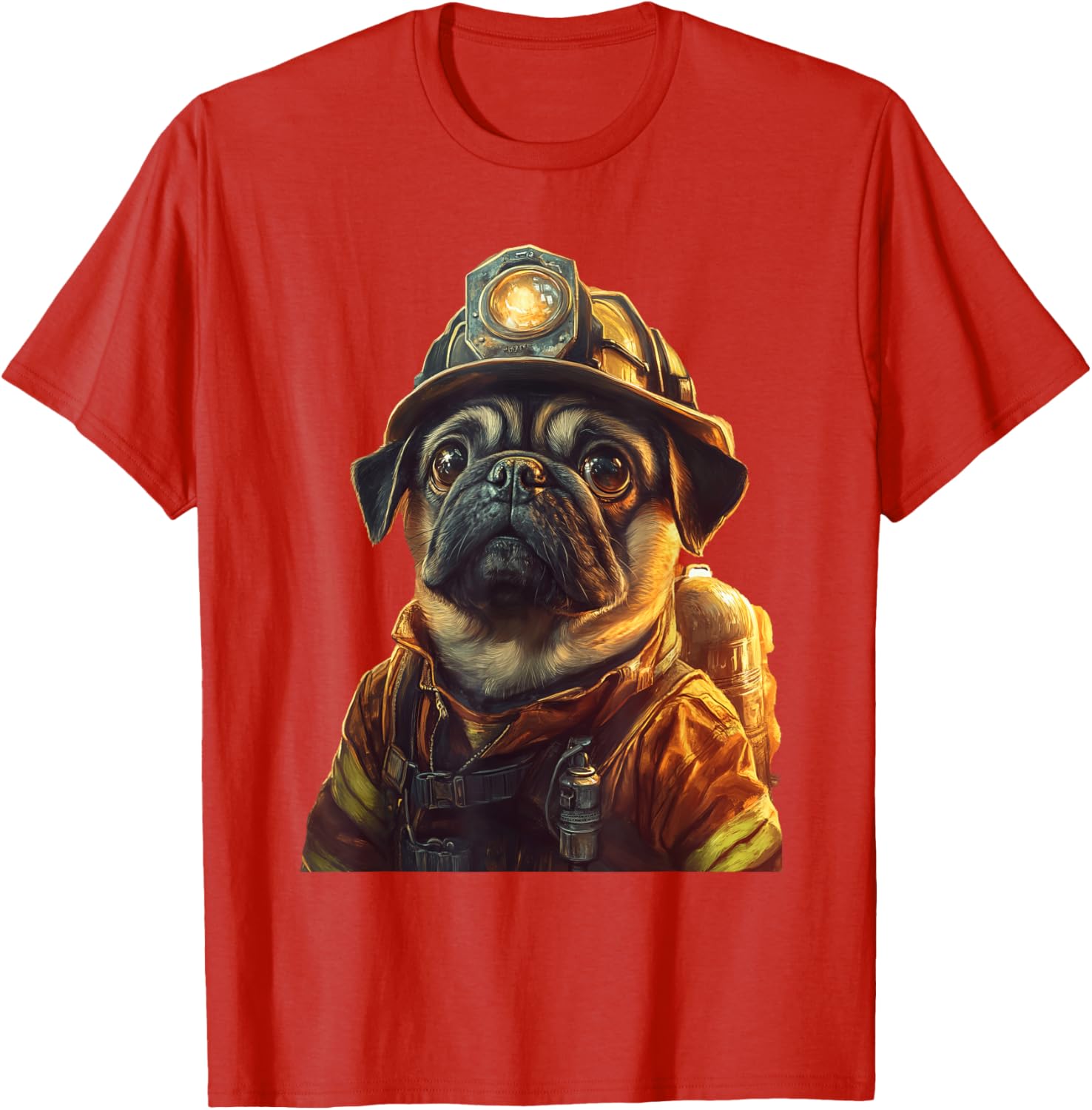 Cute Pug Firefighter T-Shirt for Dog Lovers - Fun and Playful Design - 2