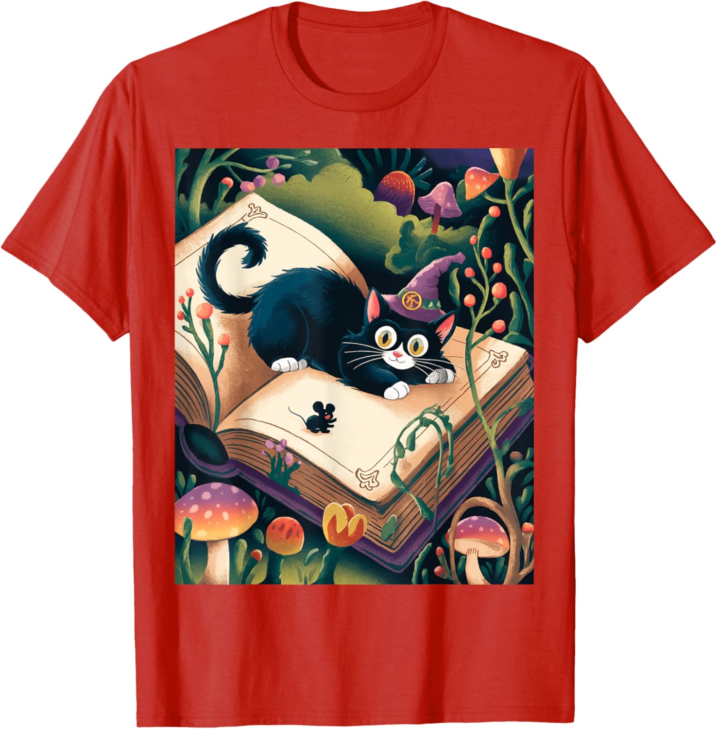 Enchanted Night Mystical Cat on Book T-Shirt for Cat Lovers - 3
