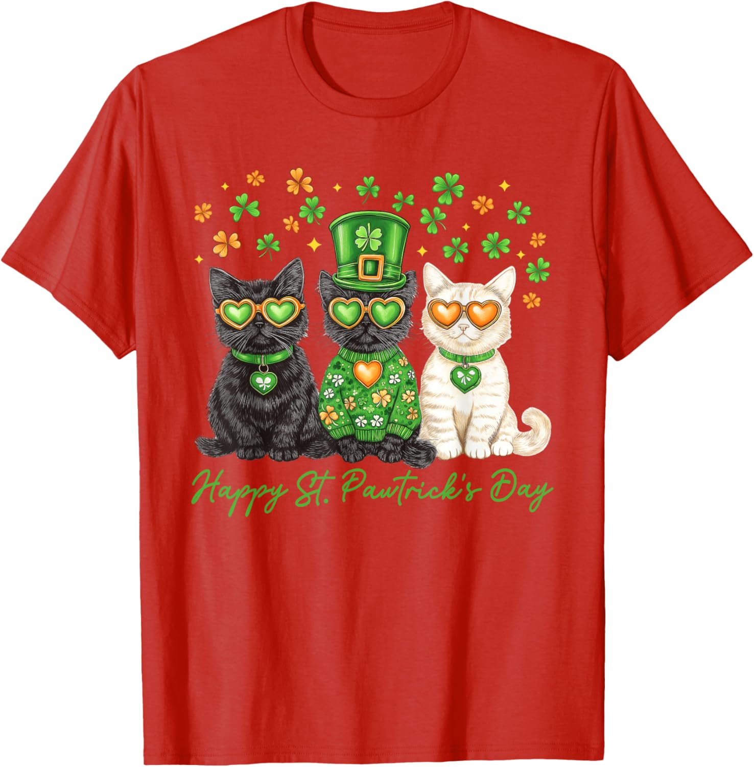 Cute Cat St Pawtrick's Day Shamrock T-Shirt for Cat Lovers - 11
