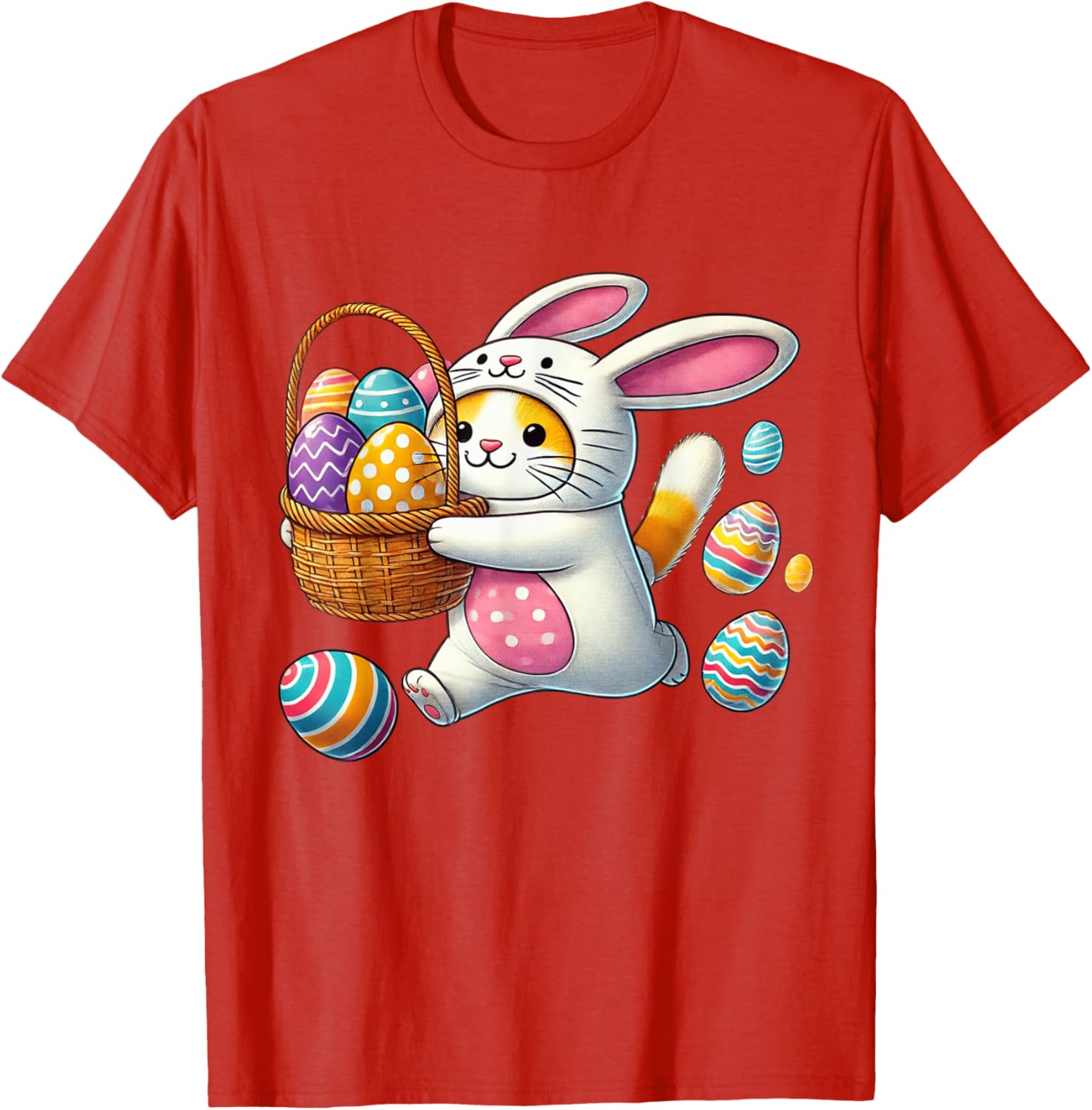 Funny Easter Orange Cat Bunny Ears T-Shirt for Kids Boys and Girls - 8