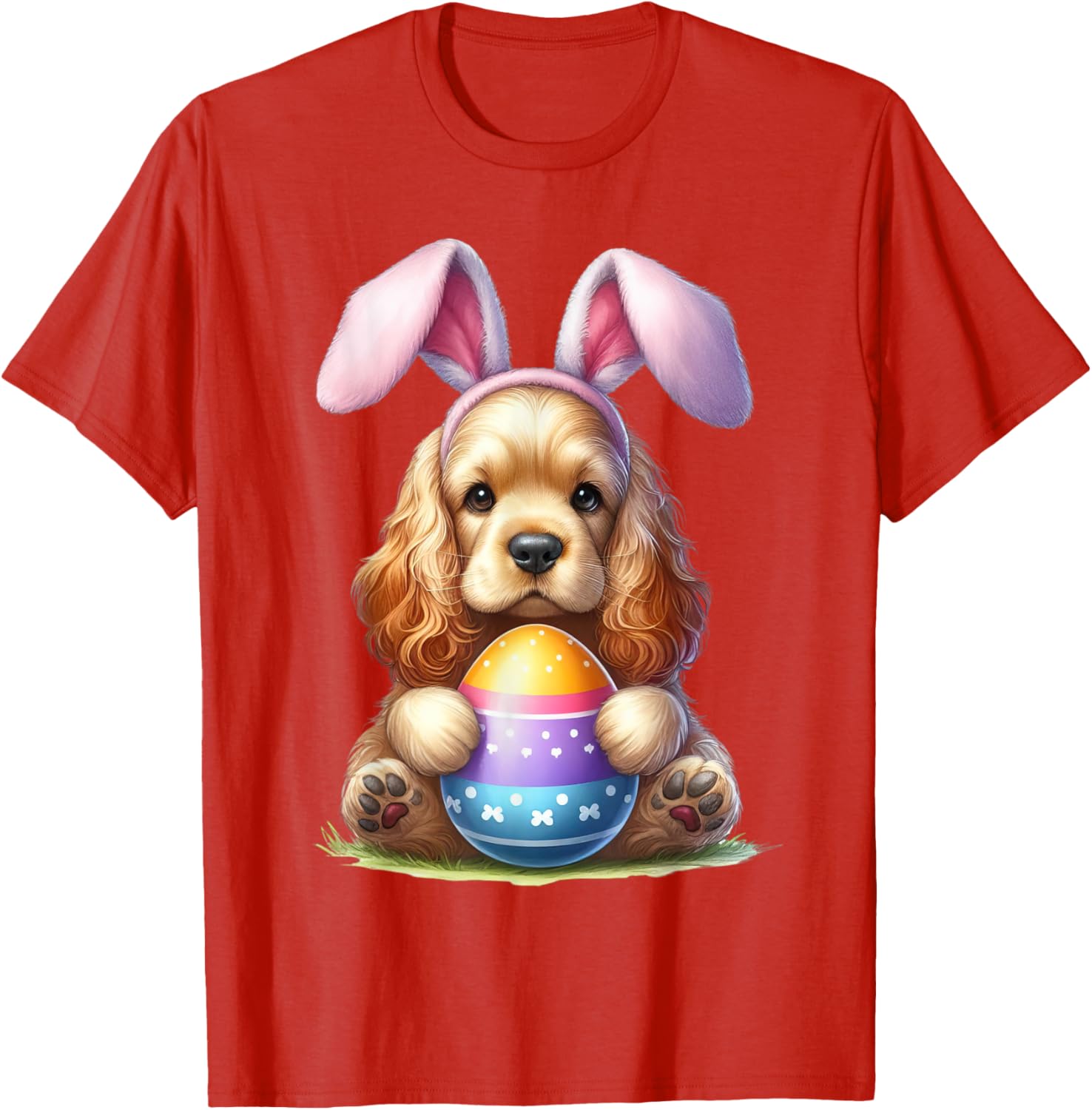 Cute Bunny Cocker Spaniel Easter T-Shirt for Men and Women Celebrating Spring - 27