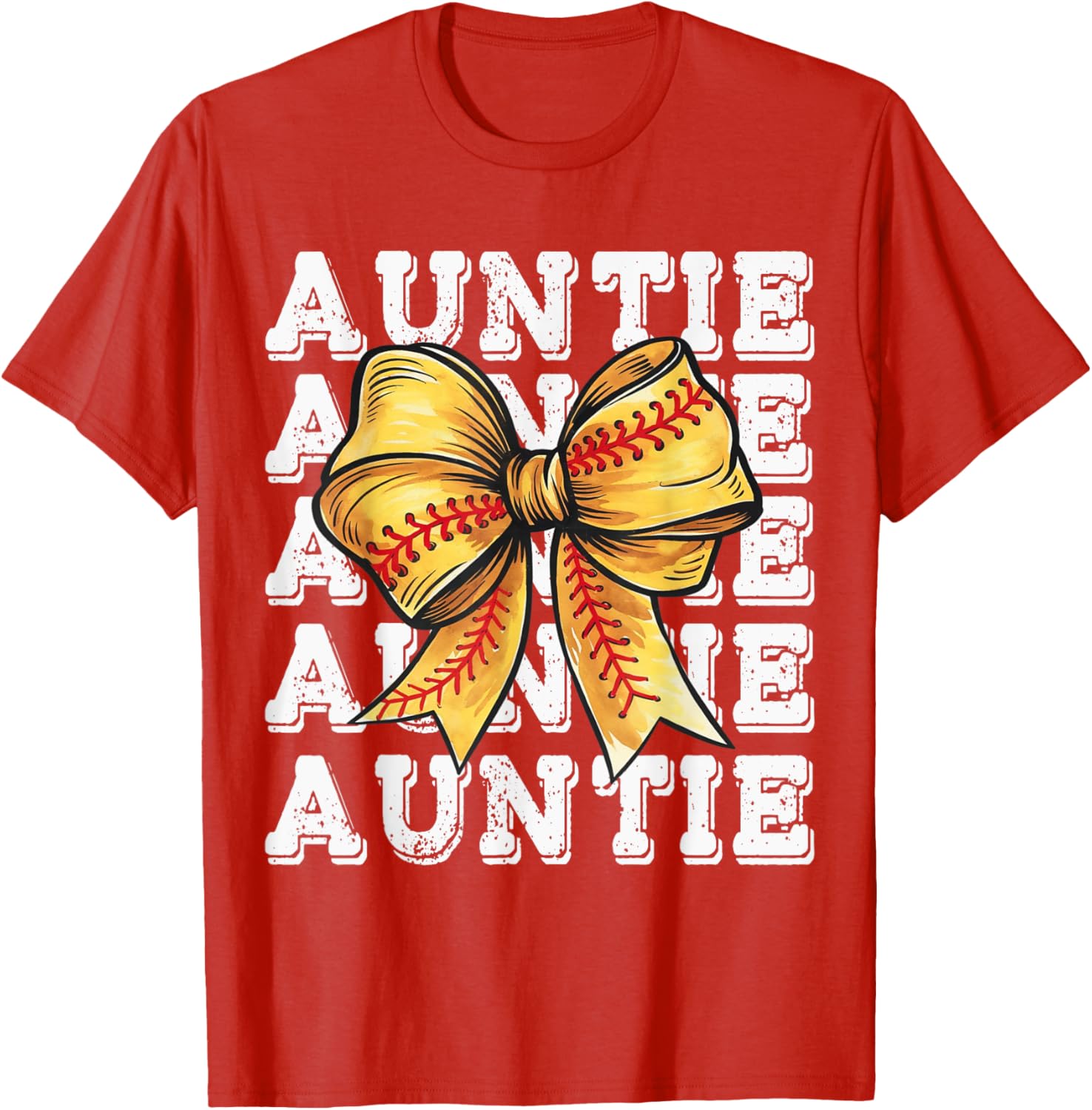 Coquette Softball Auntie Matching Family Bow T-Shirt for Fun Moments - 2