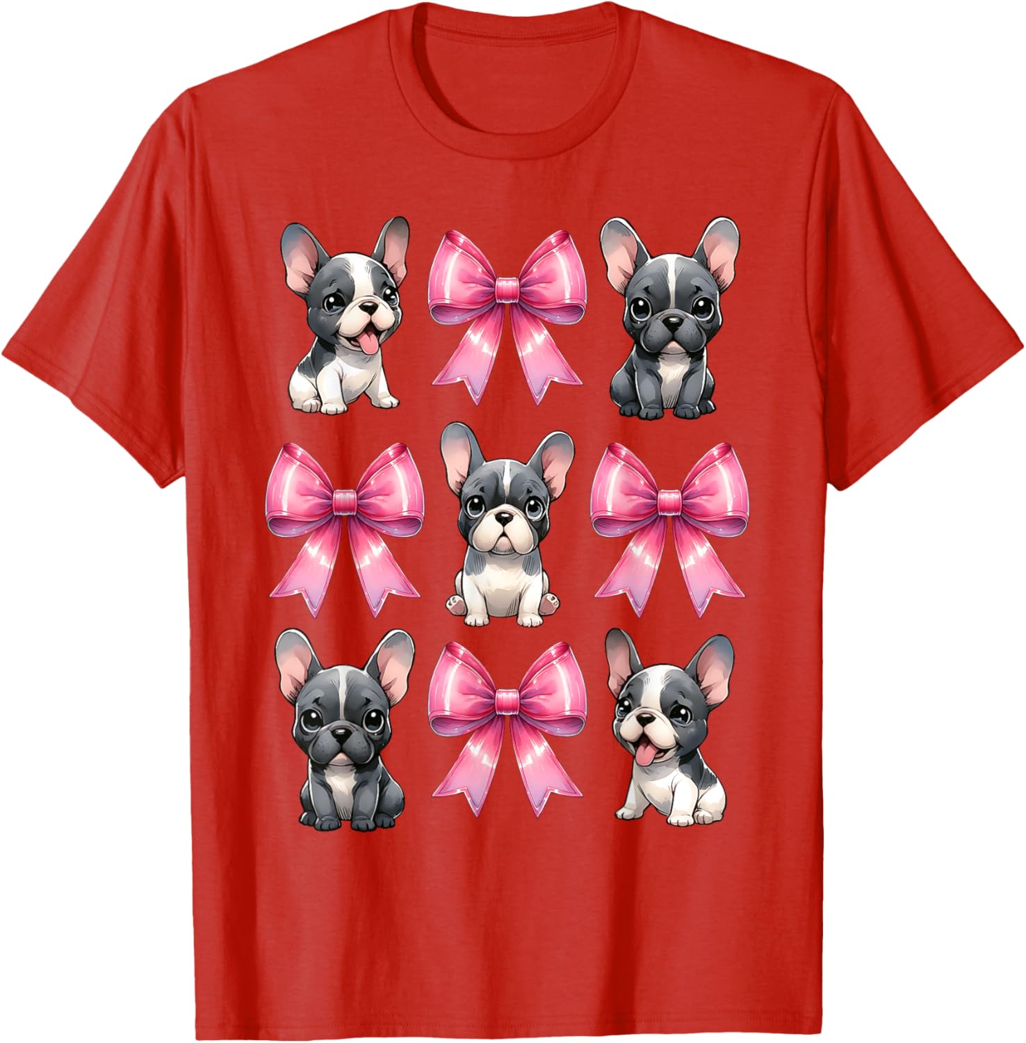 Cute Coquette Bow French Bulldog Mom T-Shirt in Pink for Dog Lovers - 3
