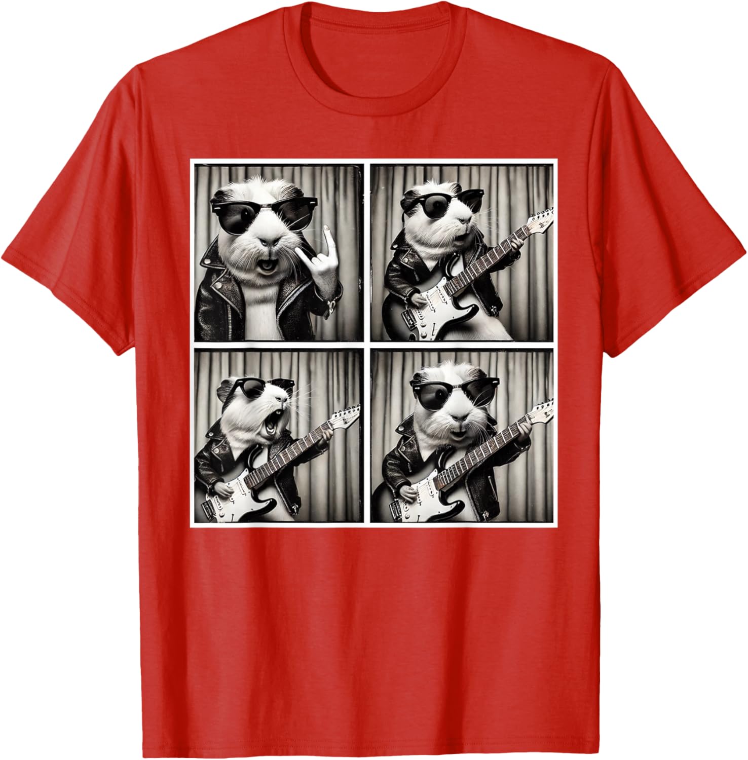 Cute Guinea Pig Electric Guitar T-Shirt for Music Lovers and Pet Fans - 19