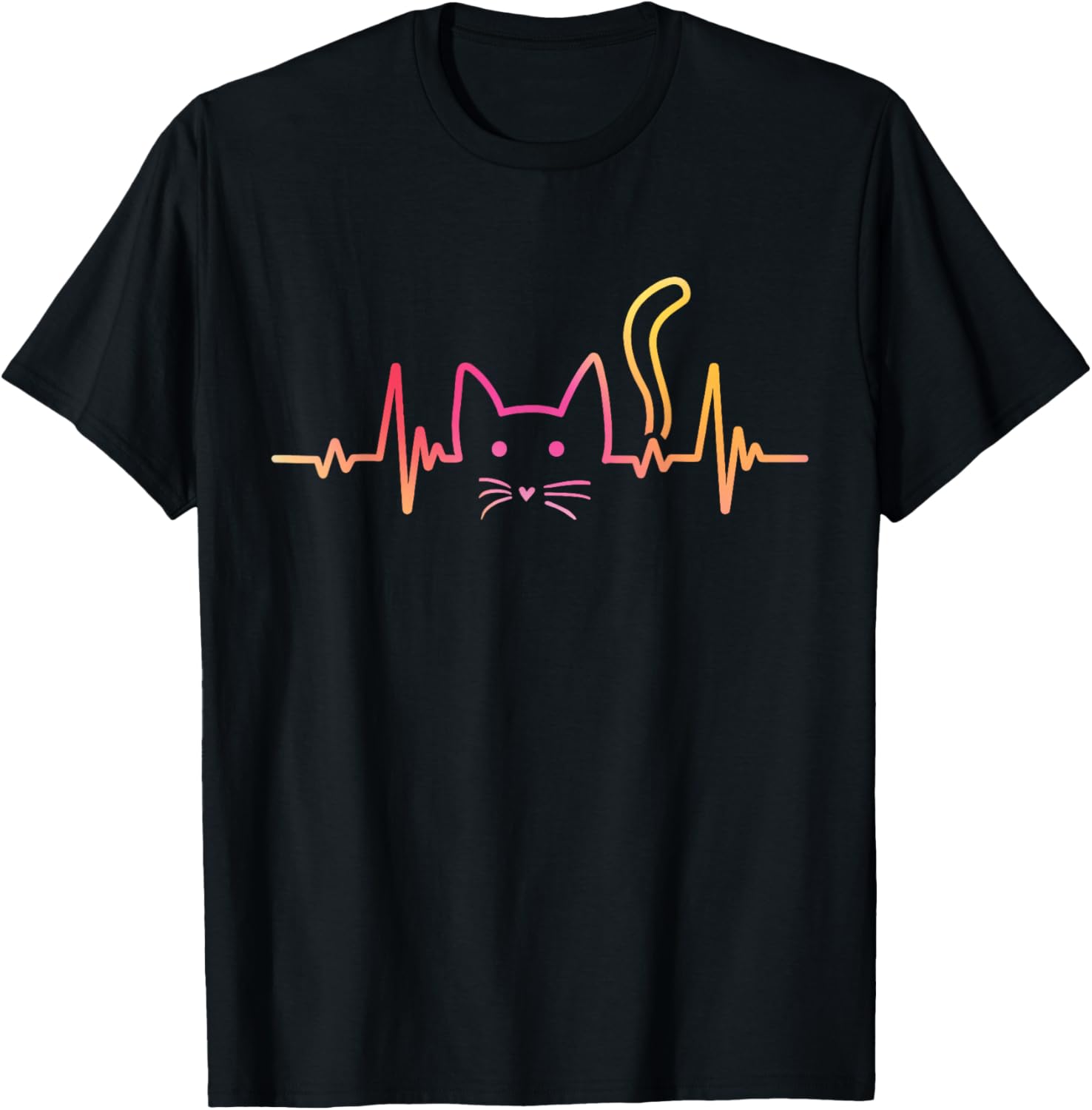 Fluffy Paws and Cuddles Heartbeat Cat Lover T-Shirt for Men and Women - 4