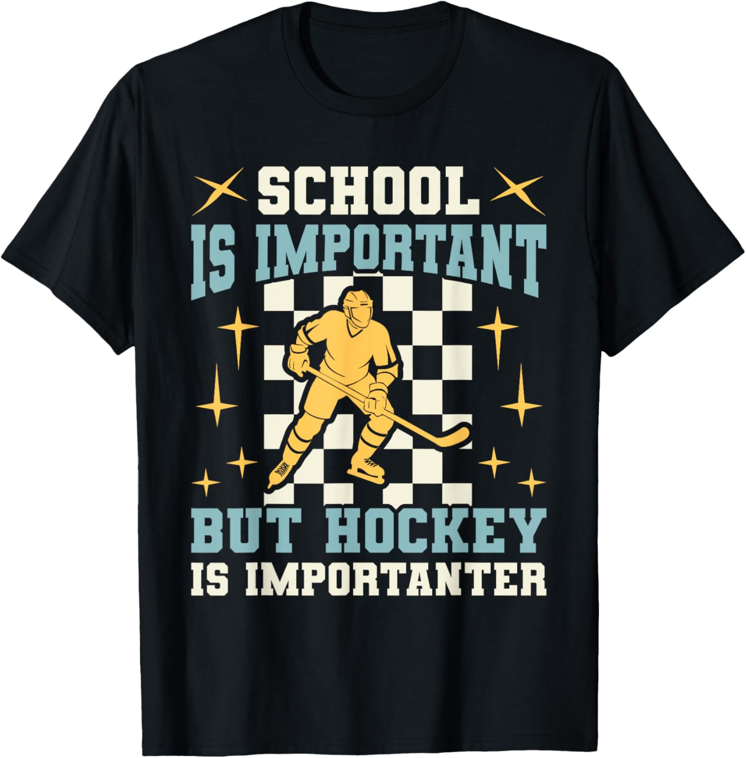 Funny Hockey T-Shirt for Boys - School Is Important Hockey Is Importanter - 1
