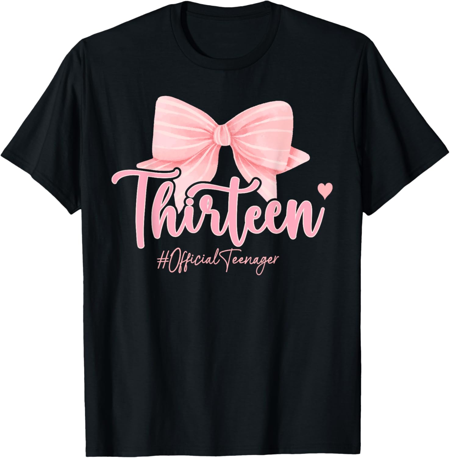 Cute Pink 13th Birthday Coquette Bow T-Shirt for Girls Celebrating 13 - 3