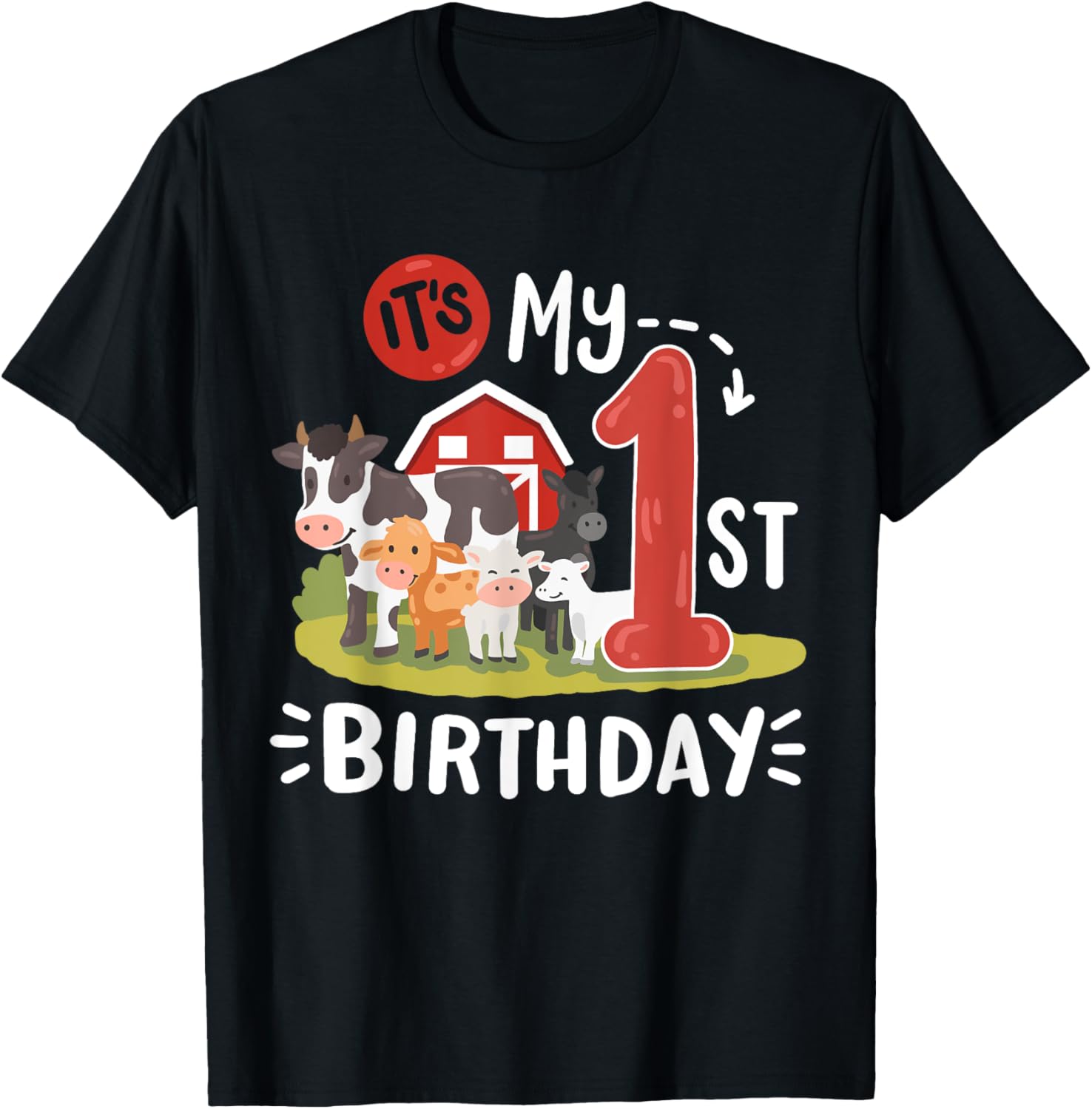 Farm Animals 1st Birthday Party T-Shirt for Kids Fun and Cute Design - 18