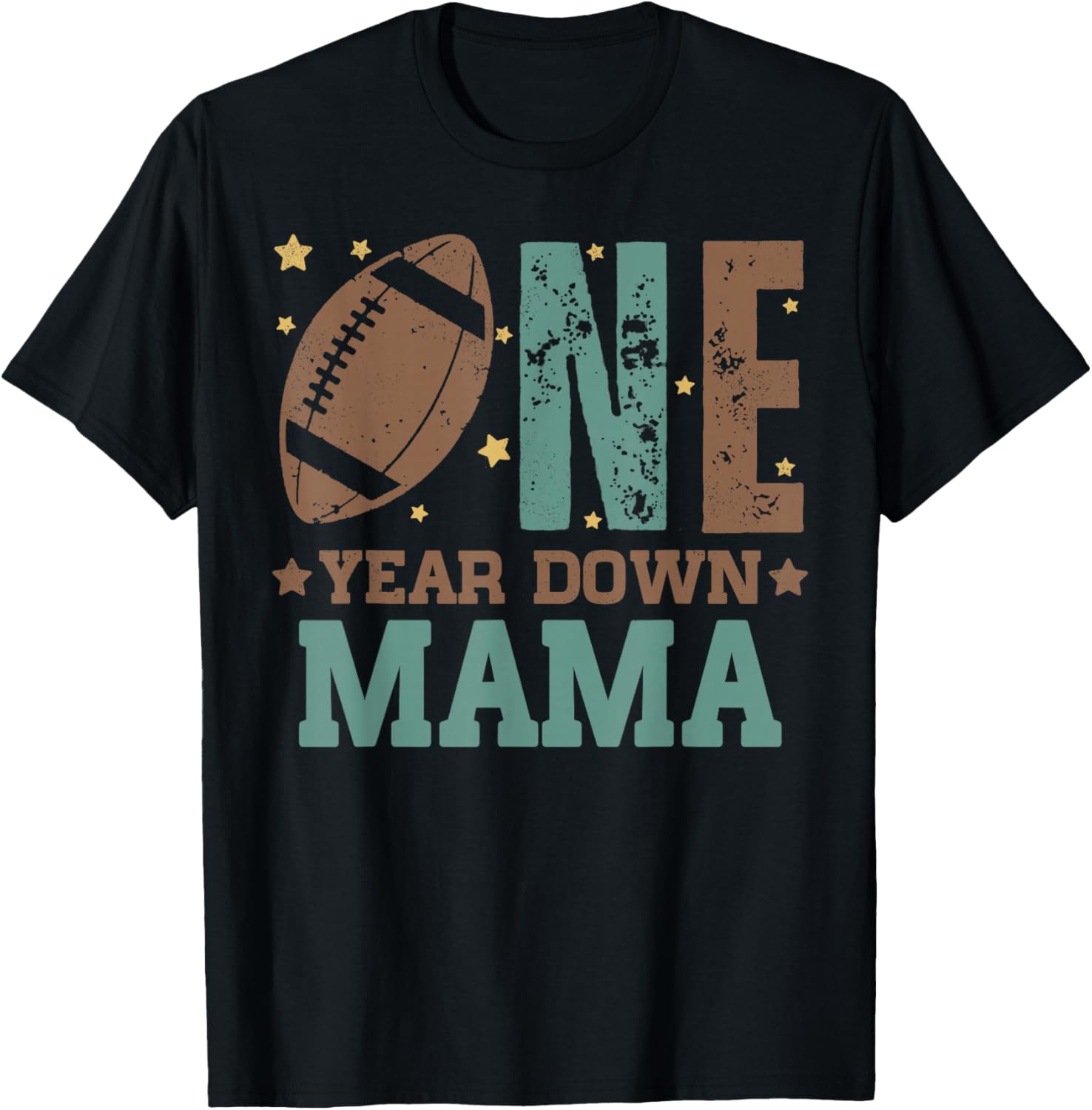 Cute Mama of 1 Year Old Football Birthday Party T-Shirt for Moms - 7