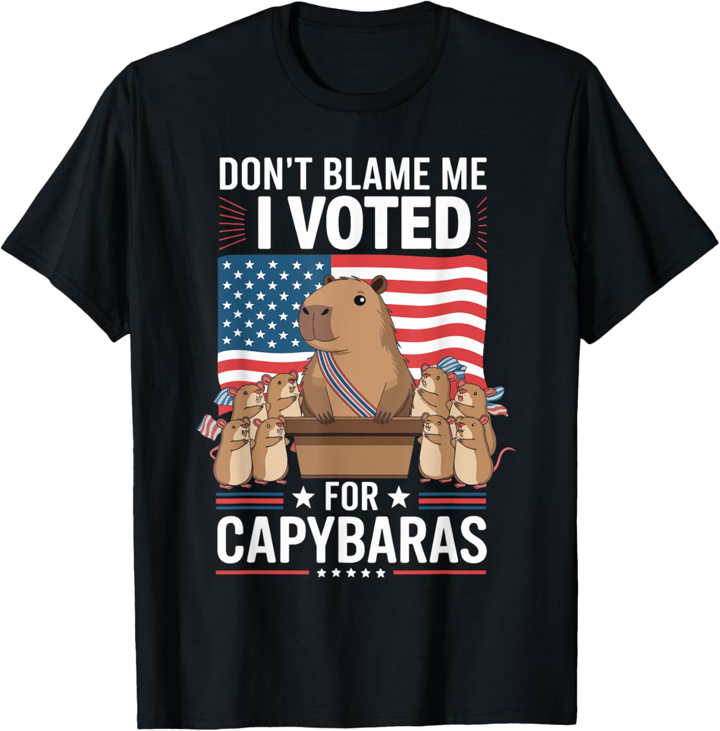 Funny Capybara Voting T-Shirt for Animal Lovers and Humor Enthusiasts - 1