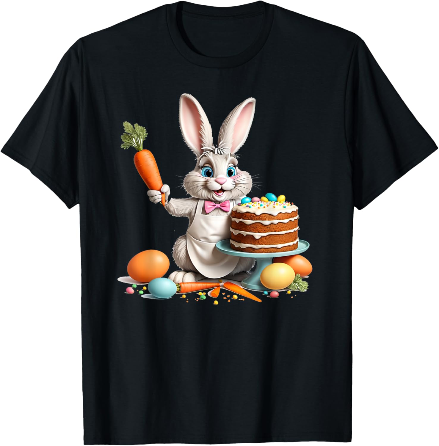 Easter Bunny Baking Carrot Cake T-Shirt for Fun Holiday Celebrations - 5