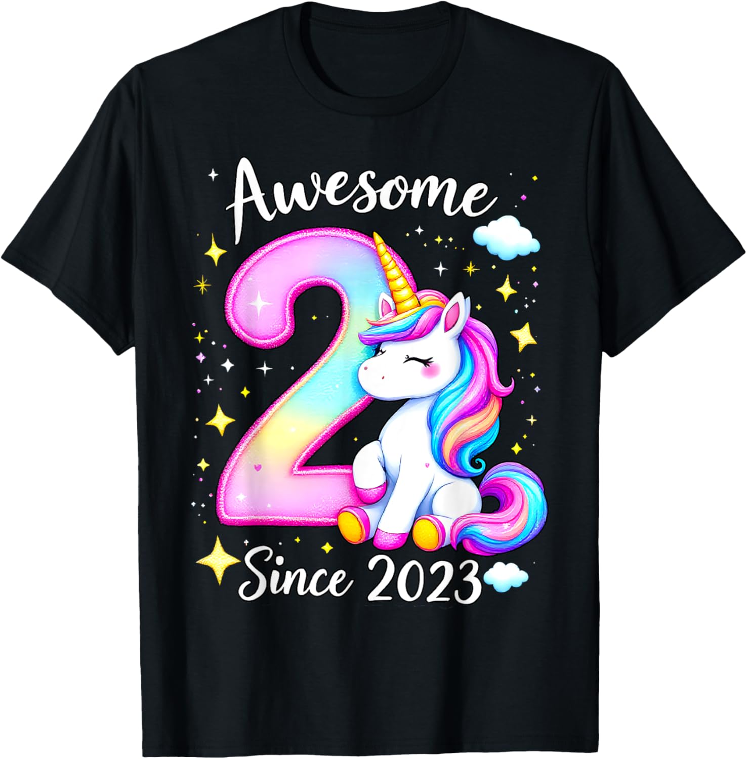 Cute Unicorn 2nd Birthday Girls T-Shirt for Awesome Celebrations - 12