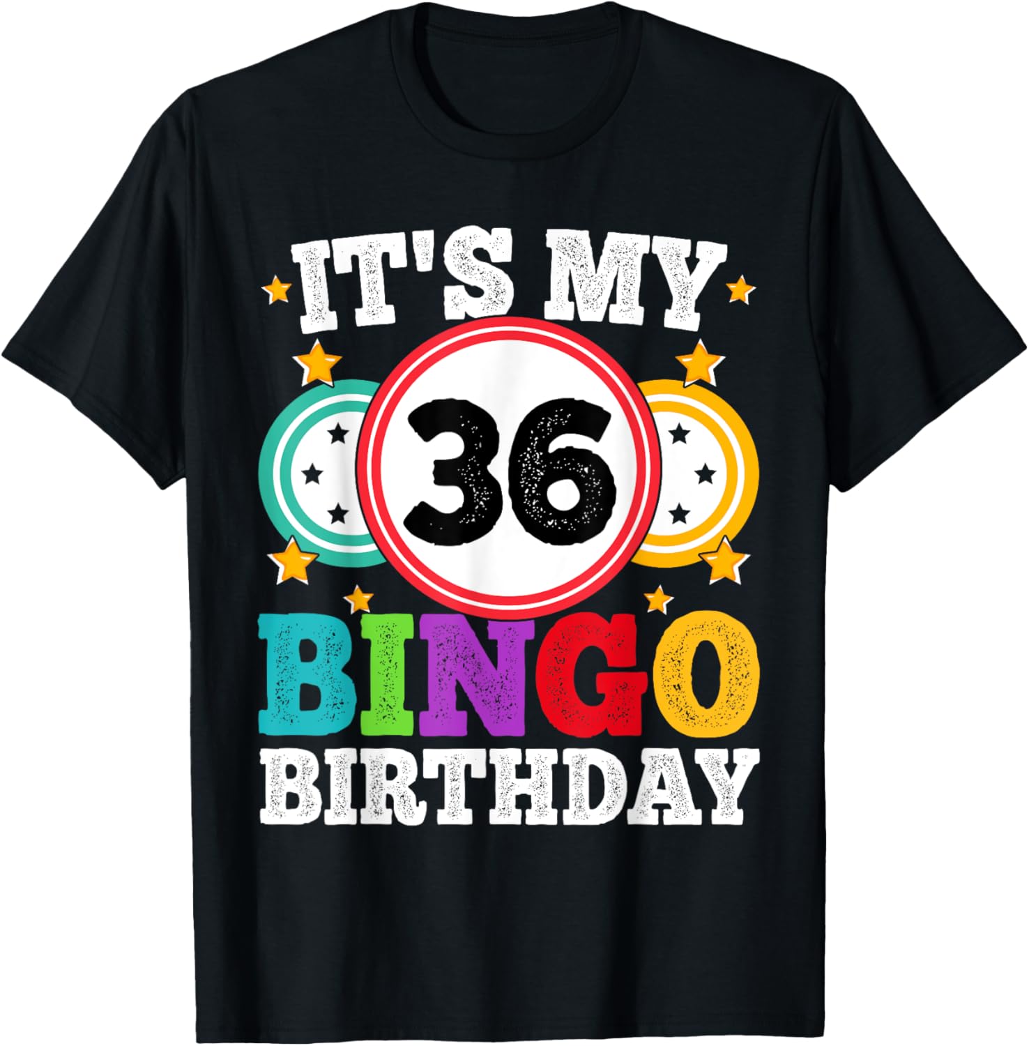 Funny 36th Birthday Bingo T-Shirt for Men and Women - Celebrate in Style - 18