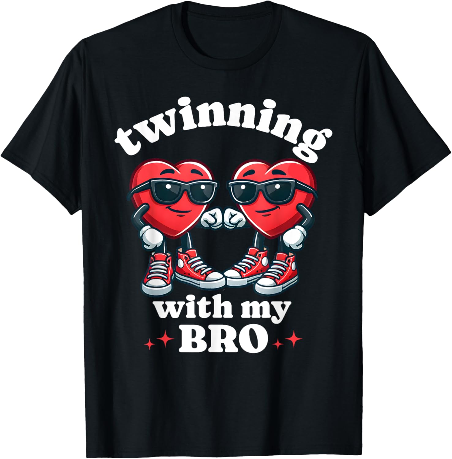 Cute Twinning With My Bro Valentine's Day T-Shirt for Twin Boys - 7