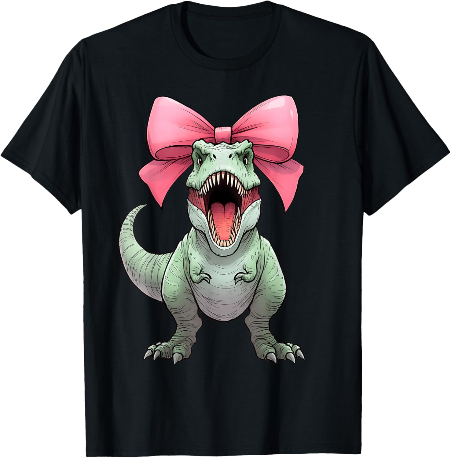 Cute Coquette Bow T-Rex Mom T-Shirt for Dinosaur Lovers - Fun & Stylish - 11