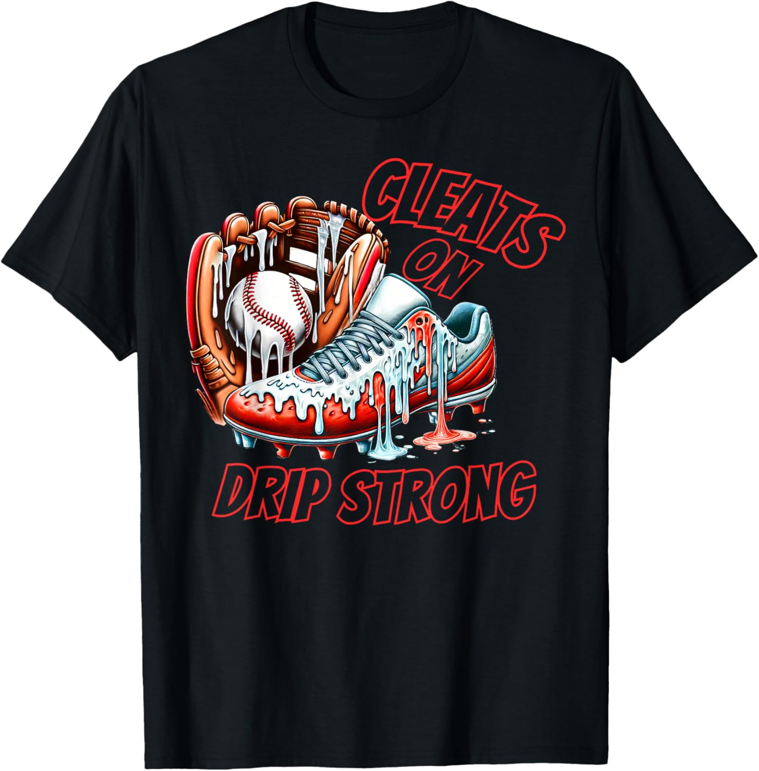 Cool Cleats On Drip Baseball Ice Cream T-Shirt for Kids and Adults - 3