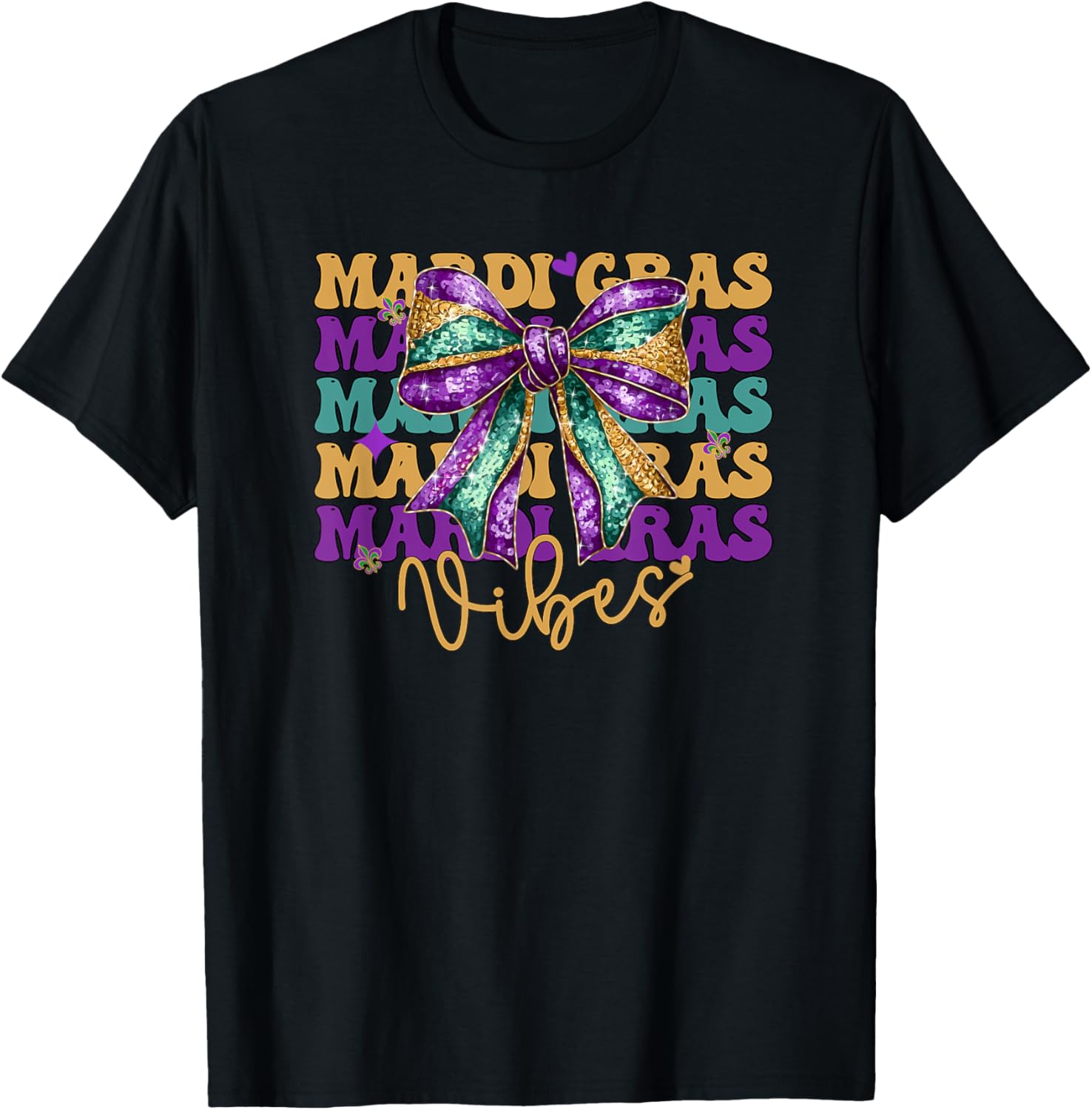 Coquette Bow Mardi Gras T-Shirt for Women - Carnival Vibes 2025 - 1