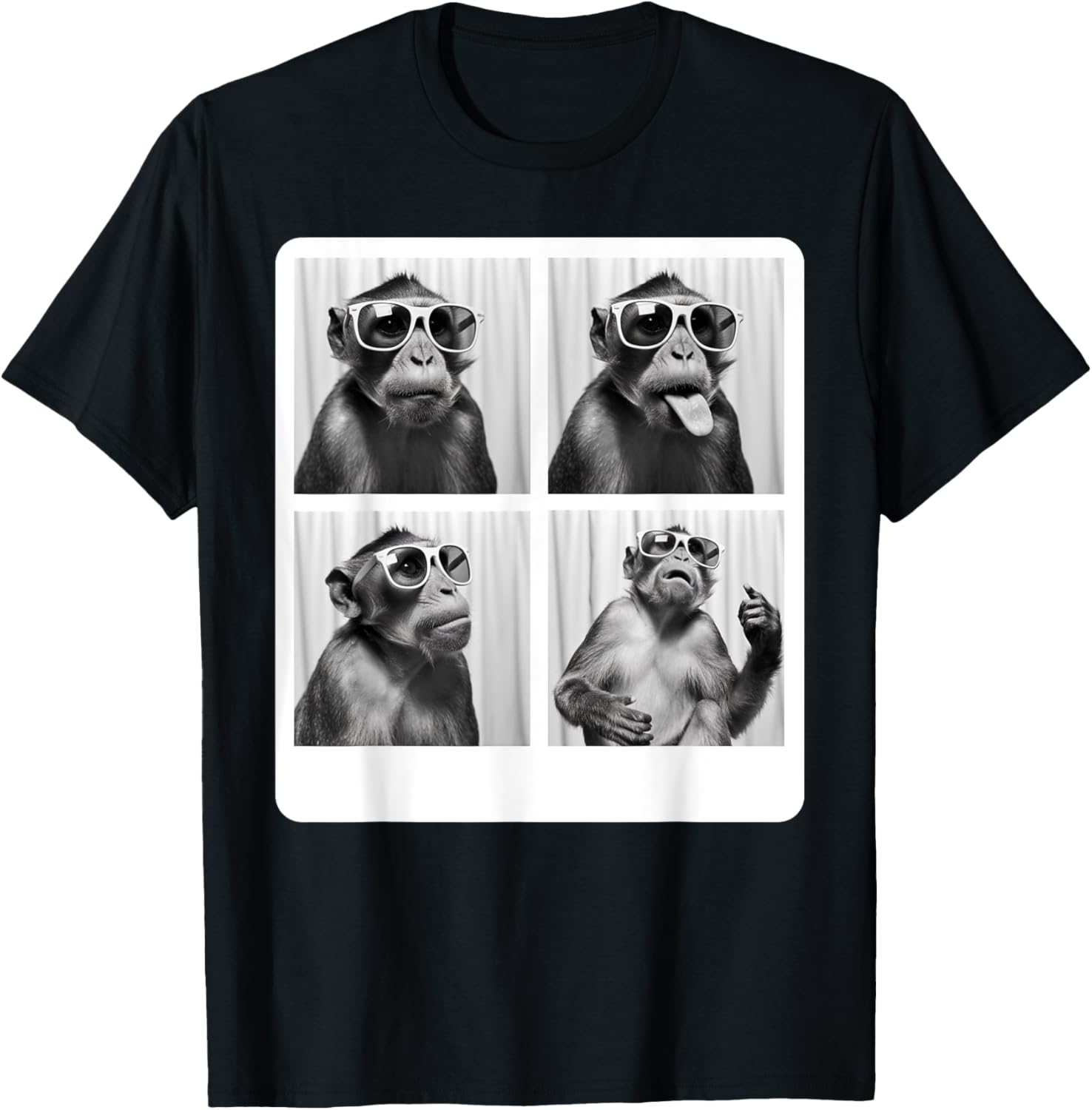 Funny Monkey Photo Booth T-Shirt with Sunglasses for Animal Lovers - 9
