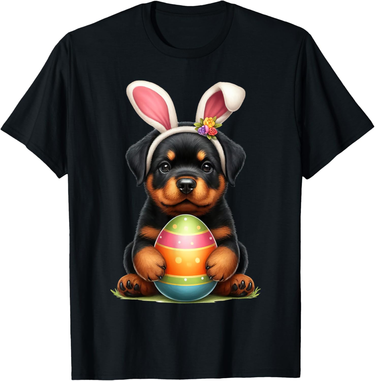 Cute Bunny Rottweiler Dog Easter T-Shirt Perfect for Spring Celebrations - 6