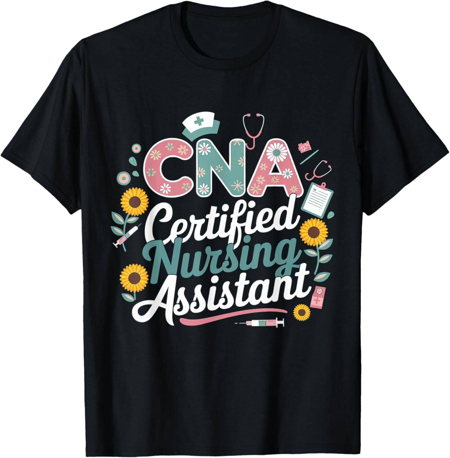 Floral CNA Certified Nursing Assistant T-Shirt for Healthcare Heroes - 2