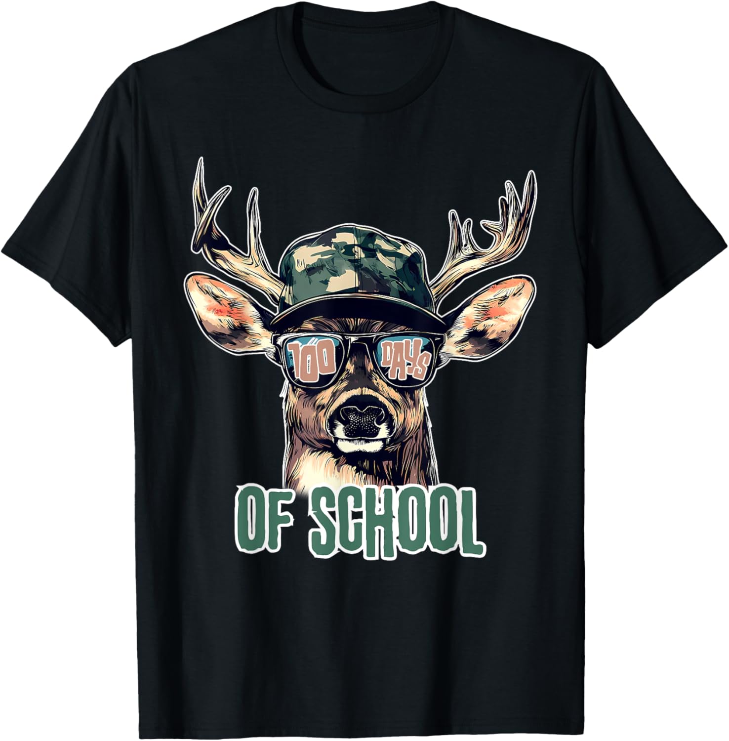 Bucked 100 Days of School Deer Hunting T-Shirt for Kids and Teens - 18