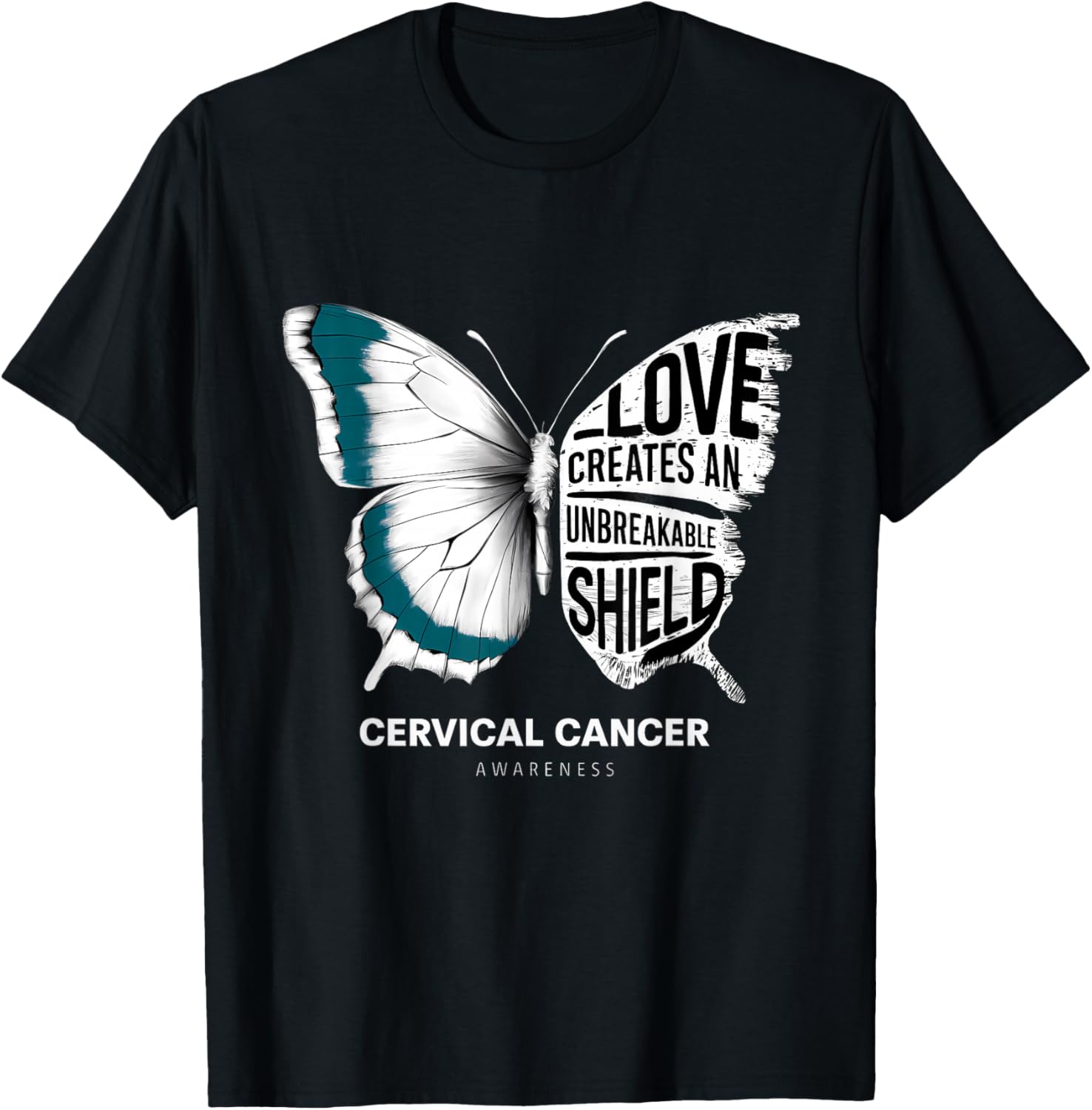 Cervical Cancer Awareness Teal Ribbon Unbreakable Shield T-Shirt - 3