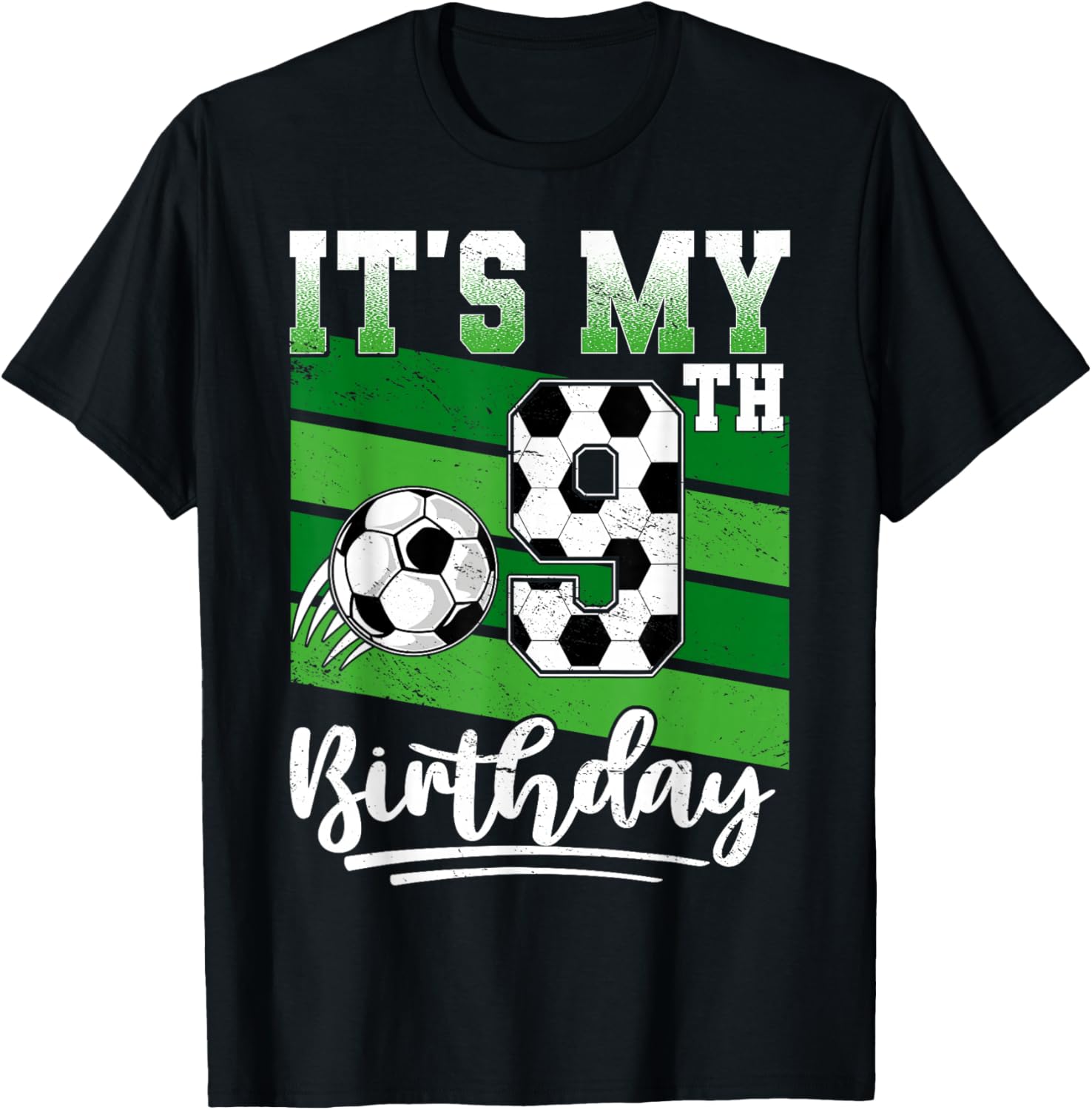 Cool 9th Birthday Soccer Ball T-Shirt for Kids Birthday Celebrations - 22