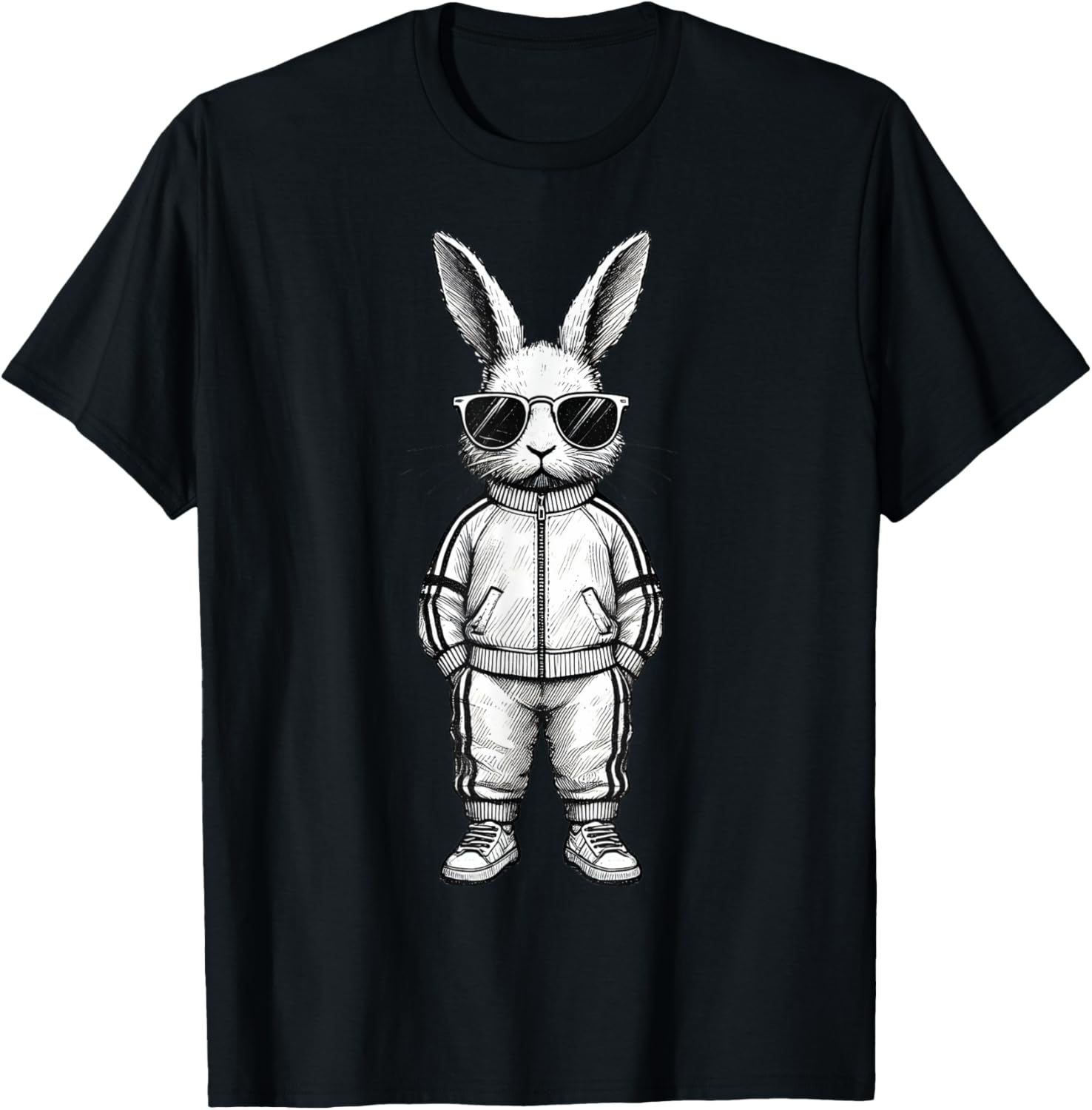 Cool Bunny Face with Sunglasses Easter T-Shirt for Boys and Kids - 14
