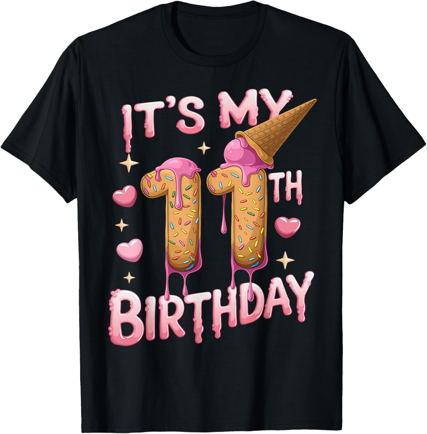 Cute Ice Cream 11th Birthday Shirt for Girls - Perfect Birthday Gift T-Shirt - 27