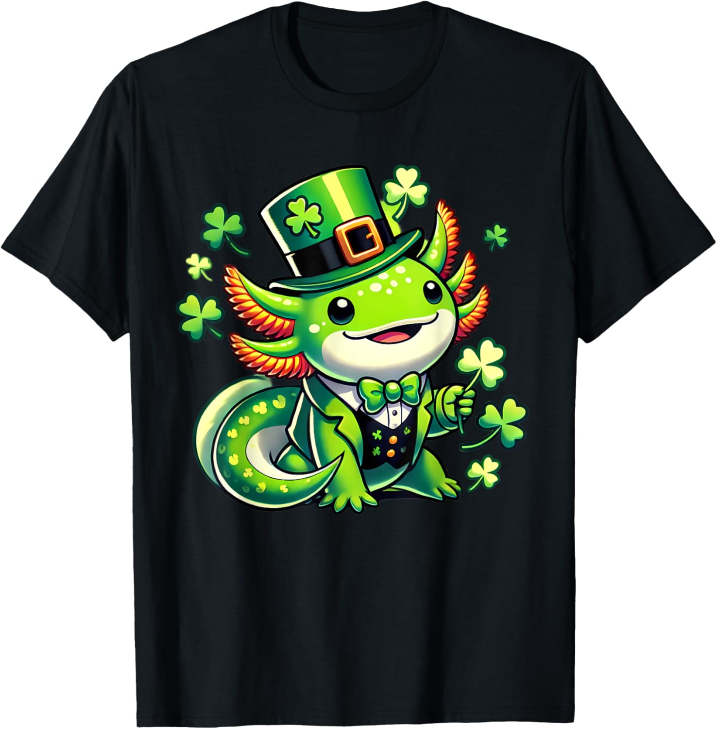 Cute St. Patrick's Day Axolotl Leprechaun T-Shirt for All Ages - 8