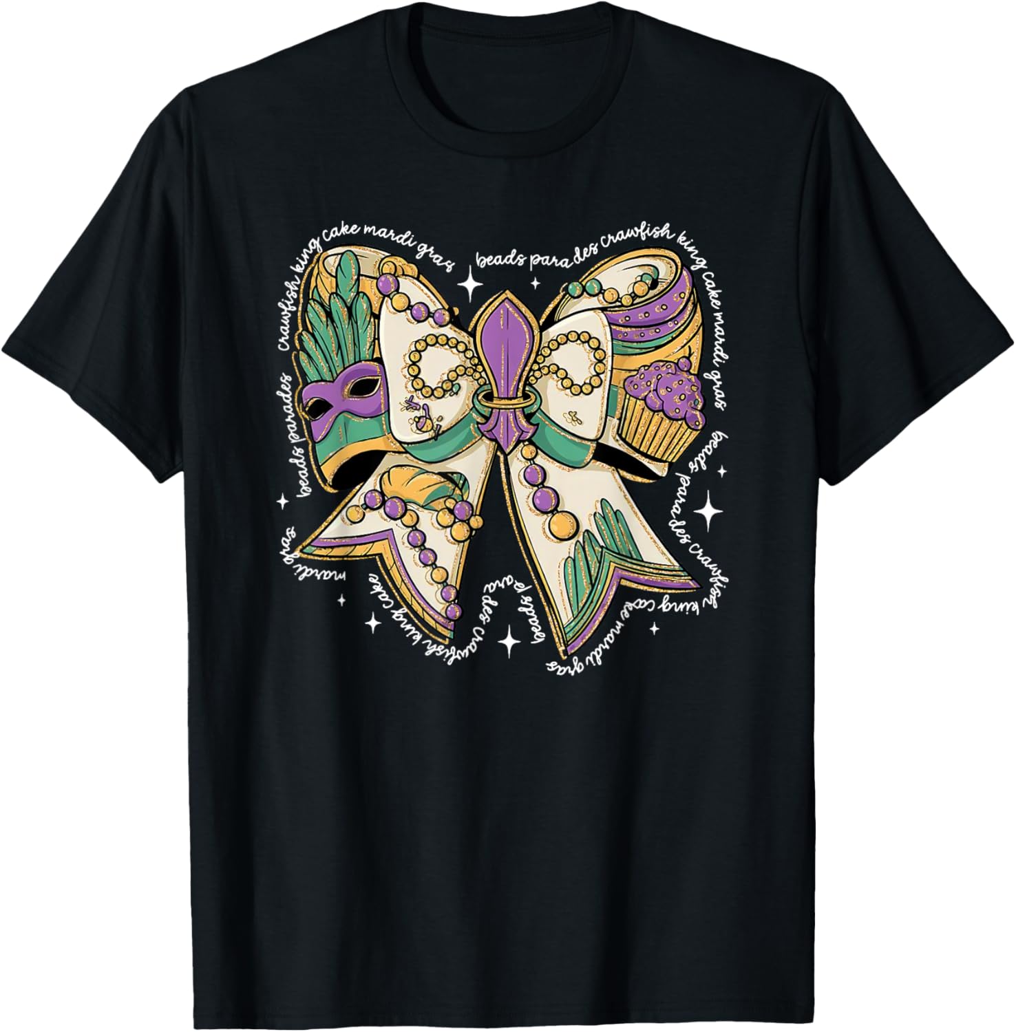 Coquette Bow Mardi Gras T-Shirt for Men and Women - Fun Festival Wear - 23